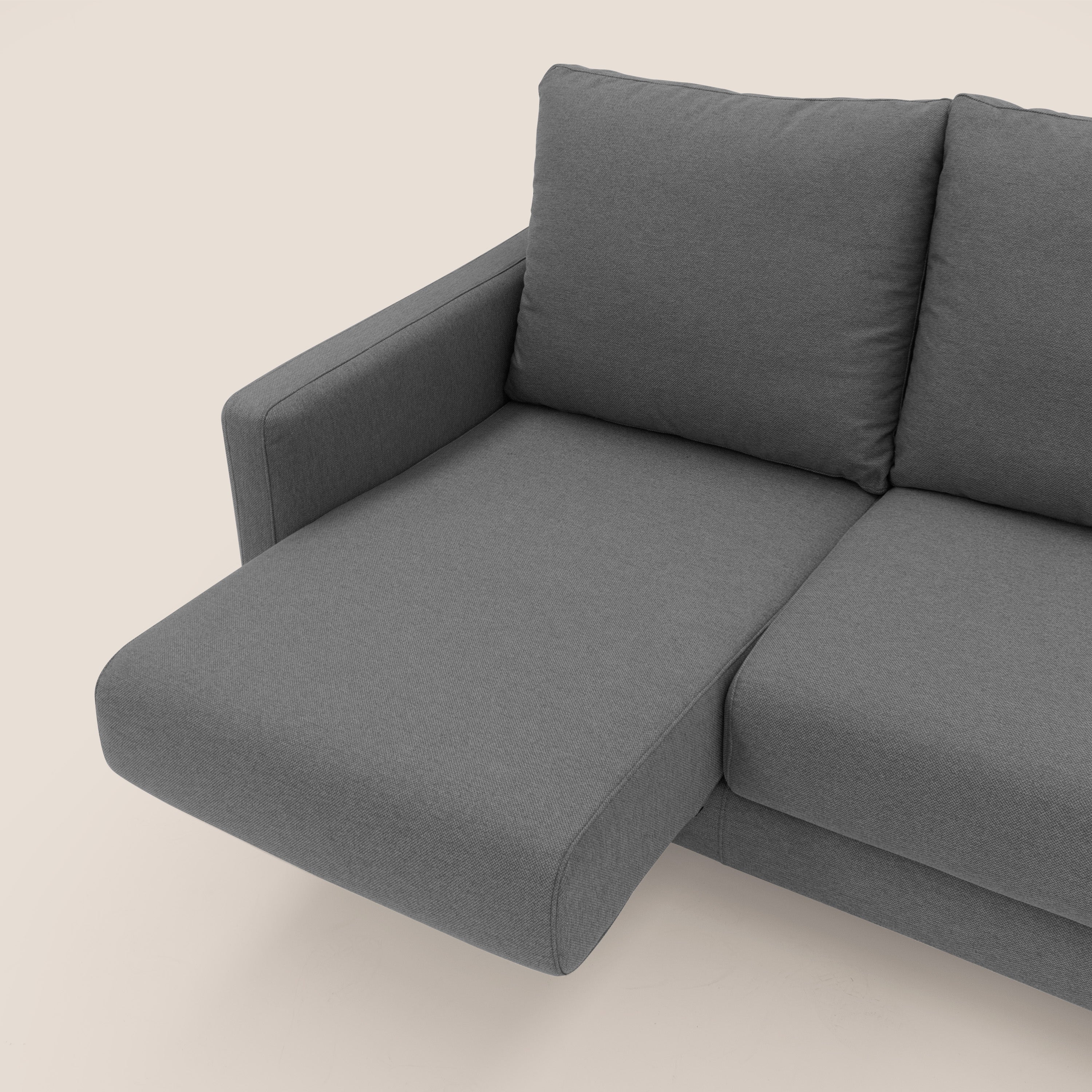 Klimt Divano angolare con sedute scorrevoli in tessuto morbido smacchiabile T05 antracite - divani.store
