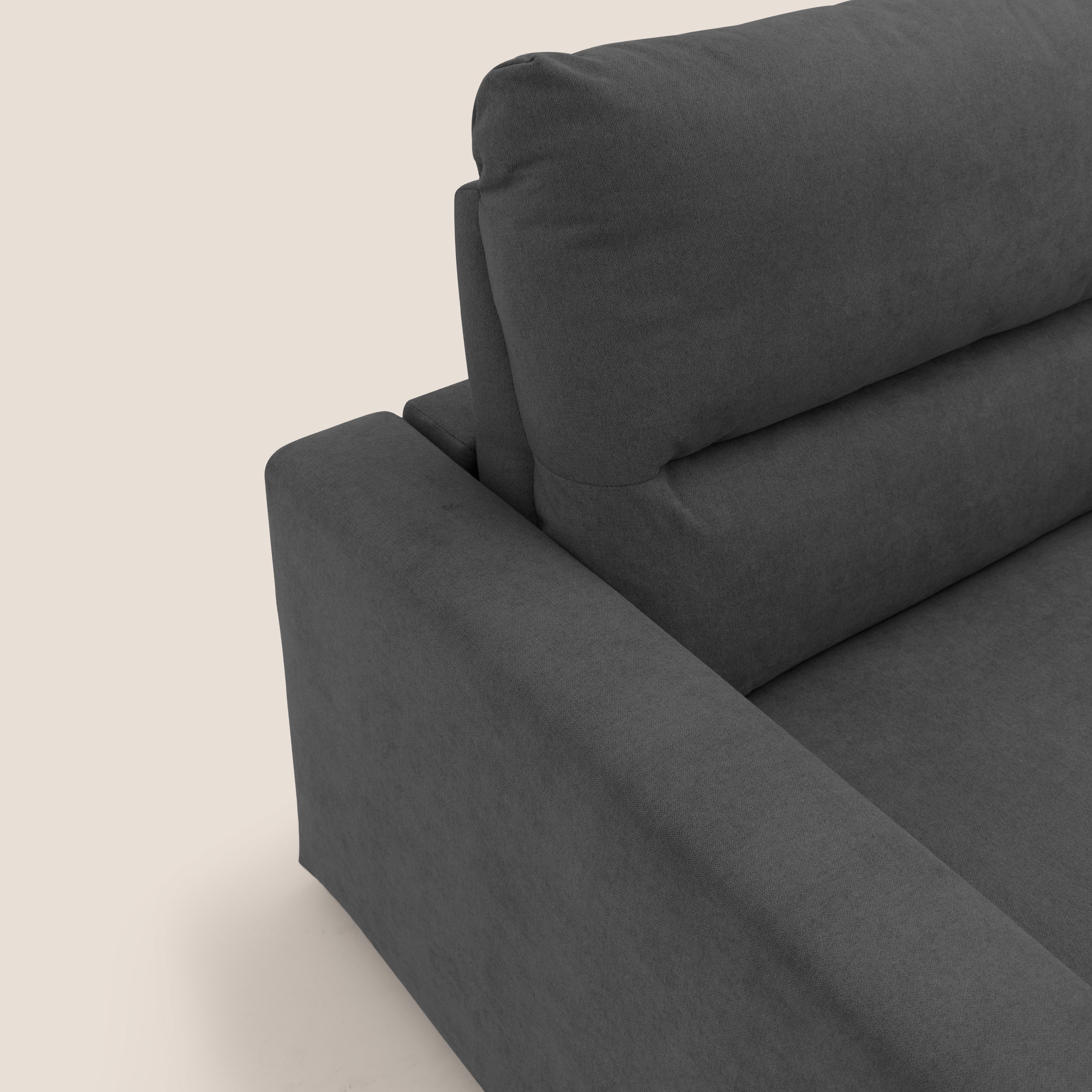 Paloma divano letto con materasso alto 18 cm con Aloe Vera in tessuto impermeabile nero - divani.store