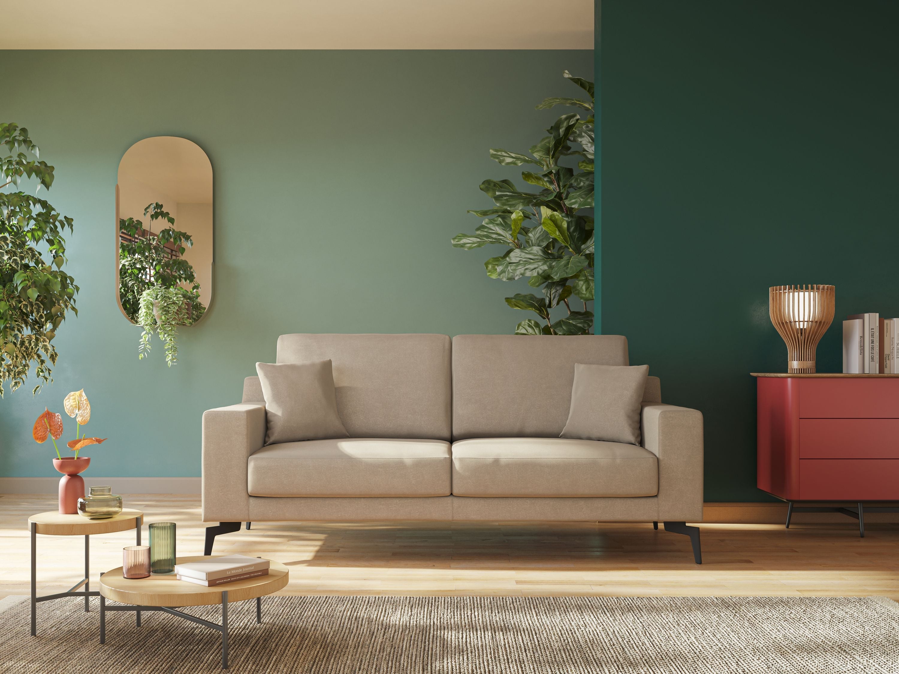 Prestige divano moderno in microfibra smacchiabile T11 rosso - divani.store