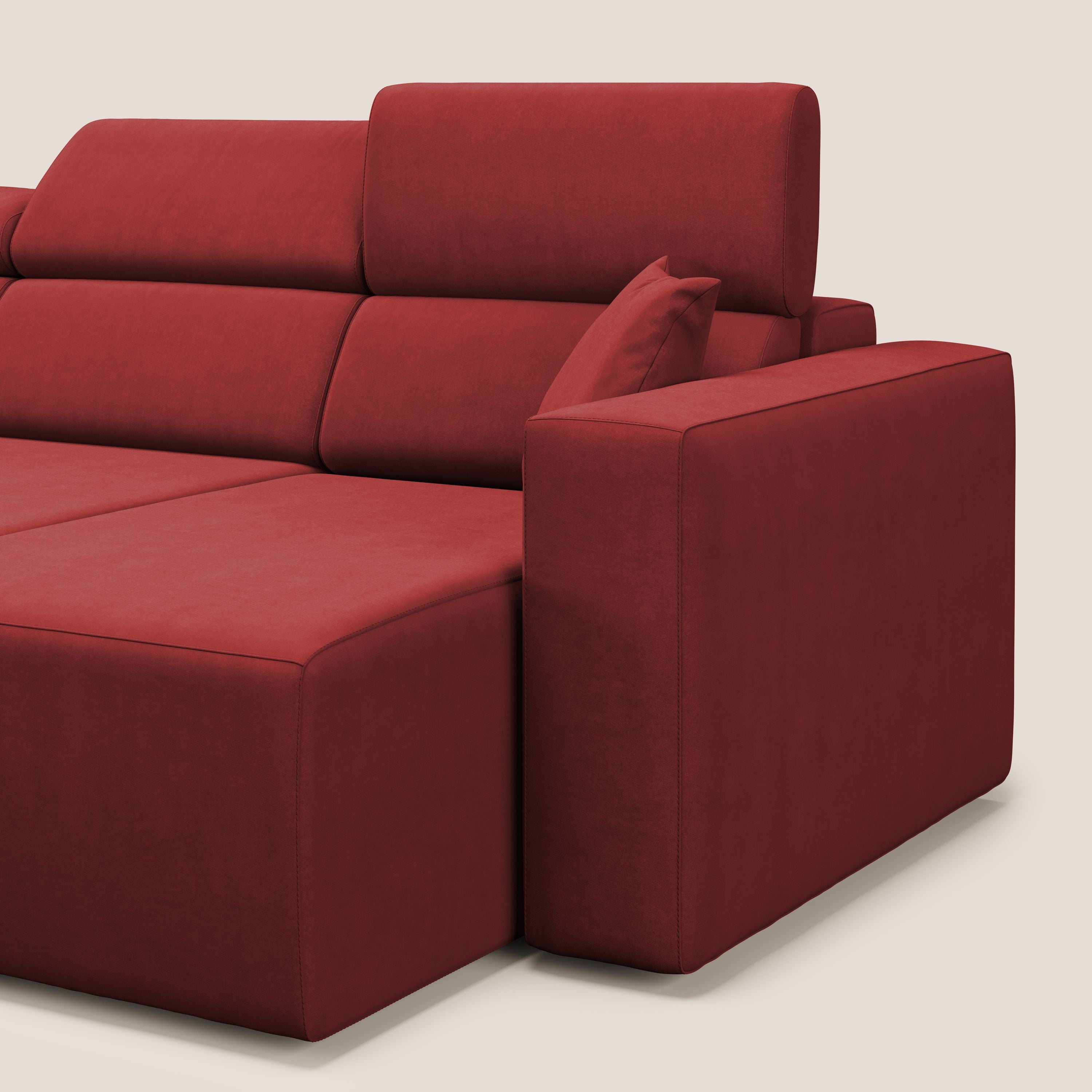 Orwell divano con 3 sedute estraibili in microfibra smacchiabile T11 rosso - divani.store