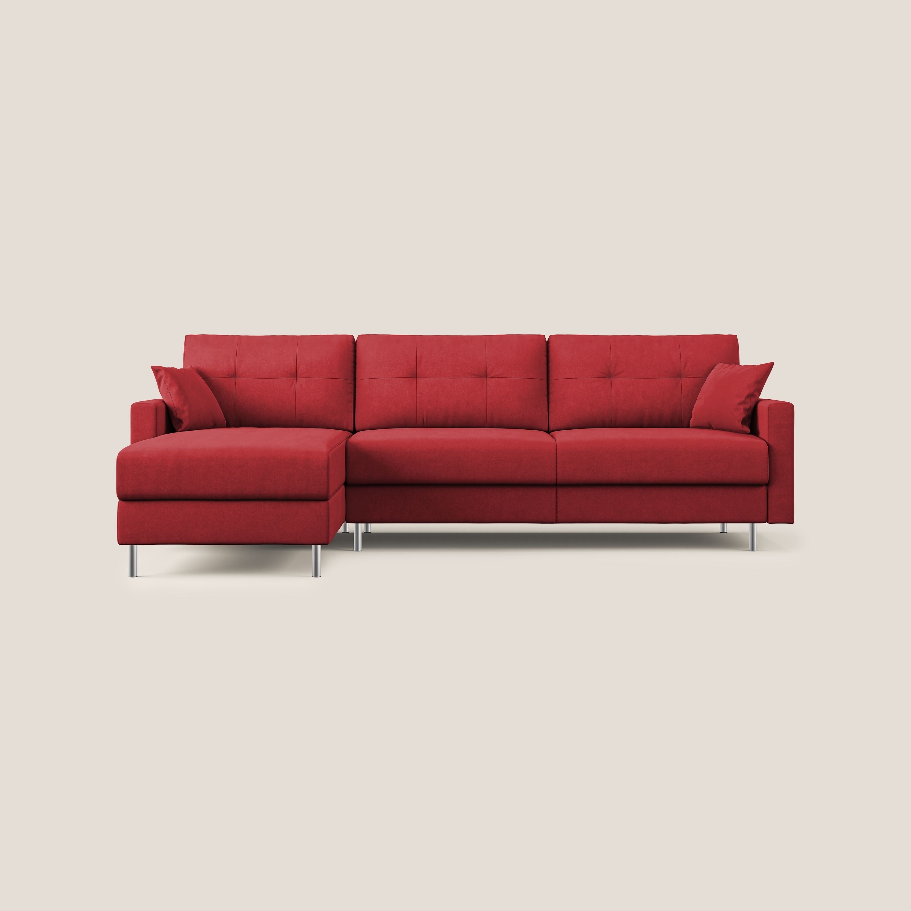 Megan divano letto angolare in microfibra smacchiabile T11 rosso - divani.store