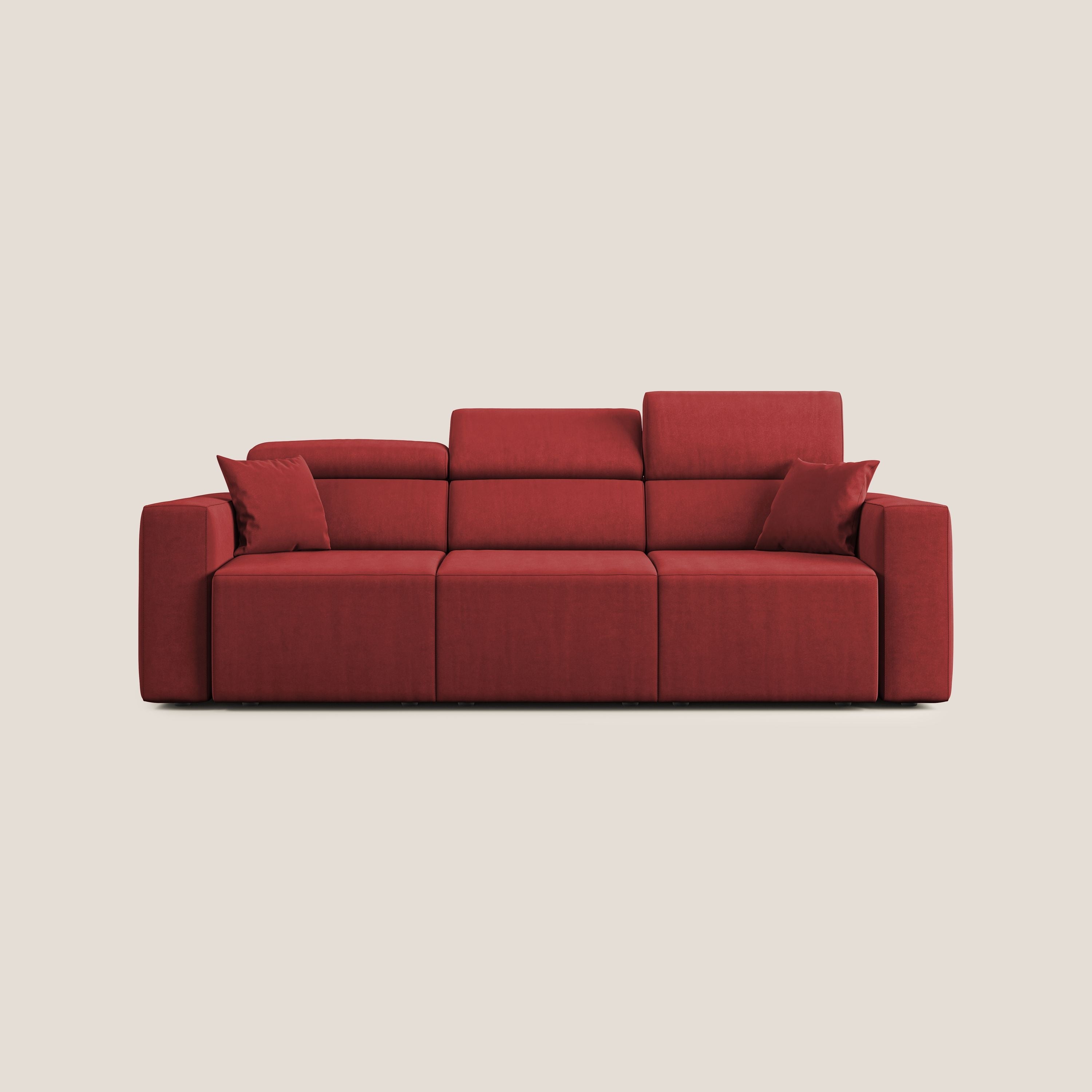 Orwell divano con 3 sedute estraibili in microfibra smacchiabile T11 rosso - divani.store
