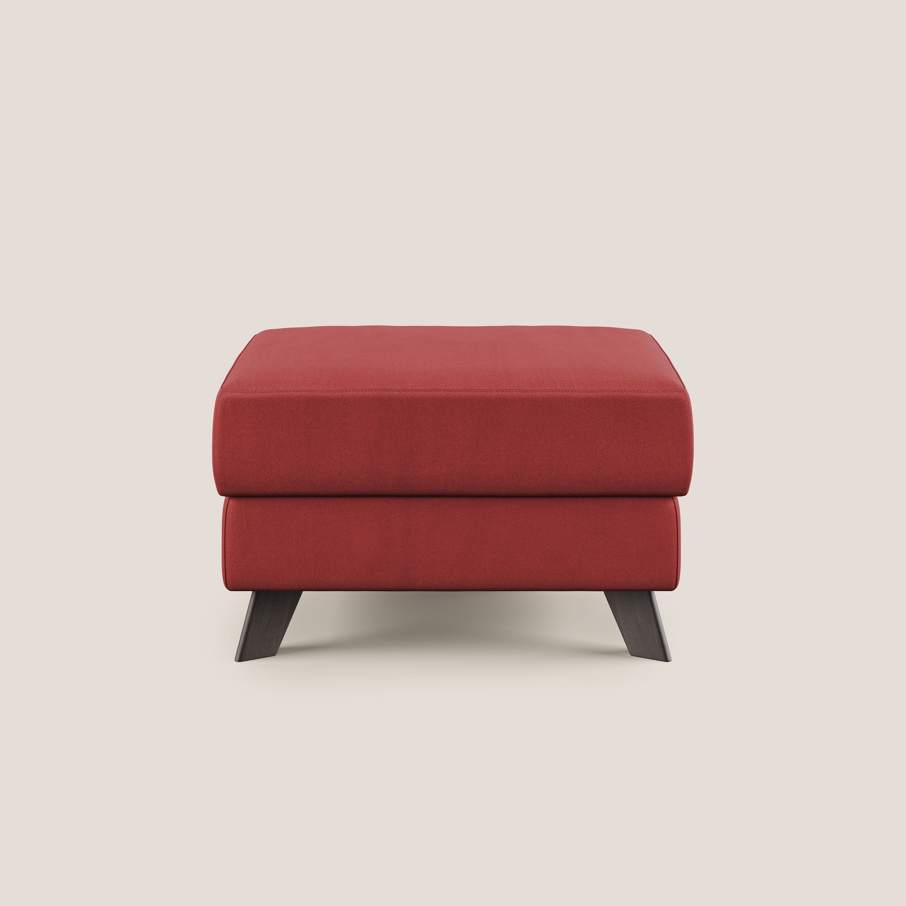 Moon Pouf contenitore e piedini alti in microfibra impermeabile T11 rosso - divani.store