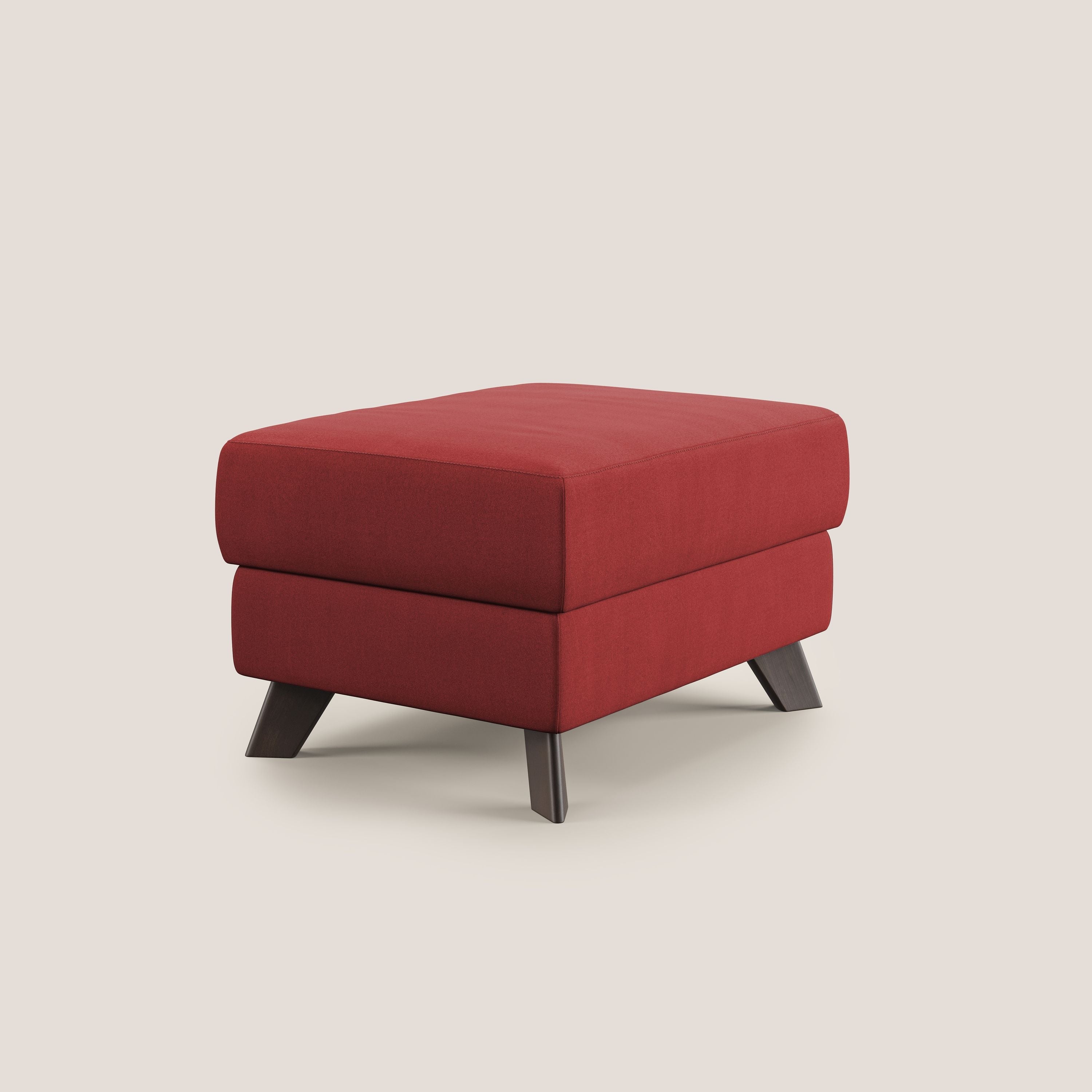 Moon Pouf contenitore e piedini alti in microfibra impermeabile T11 rosso - divani.store