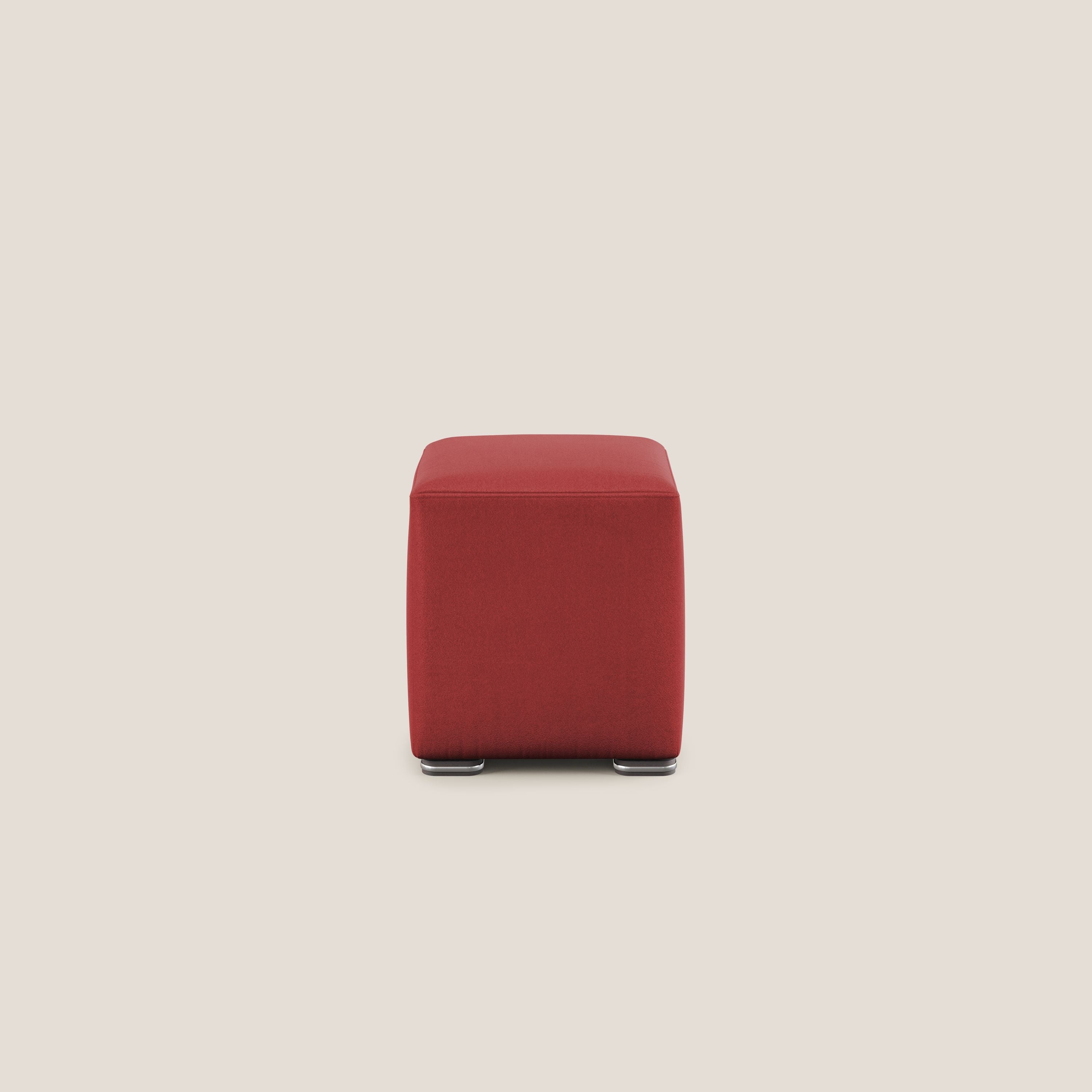Cube pouf in microfibra smacchiabile T11 rosso - divani.store
