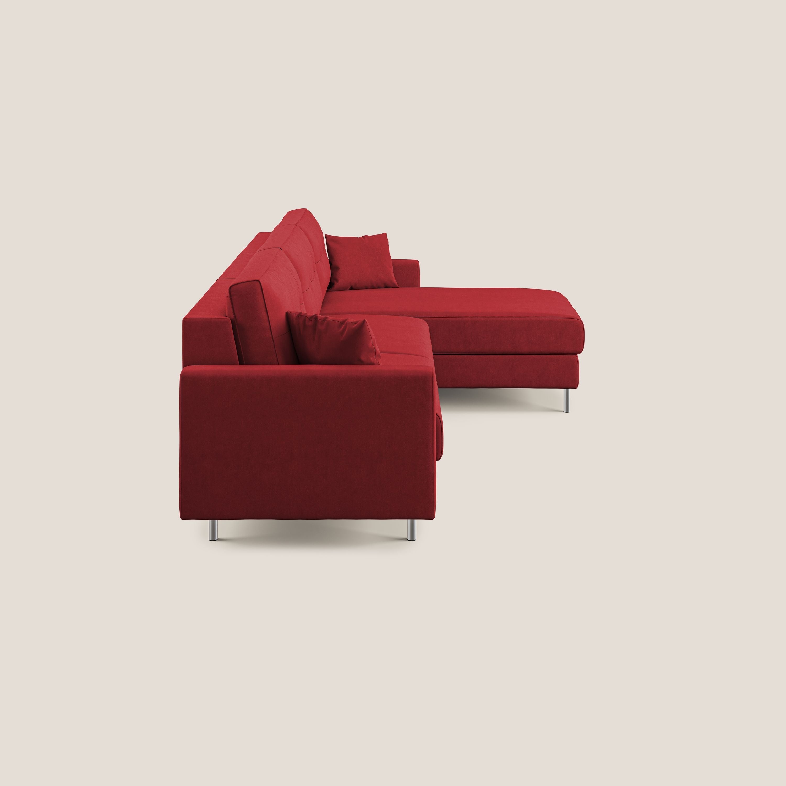 Megan divano letto angolare in microfibra smacchiabile T11 rosso - divani.store