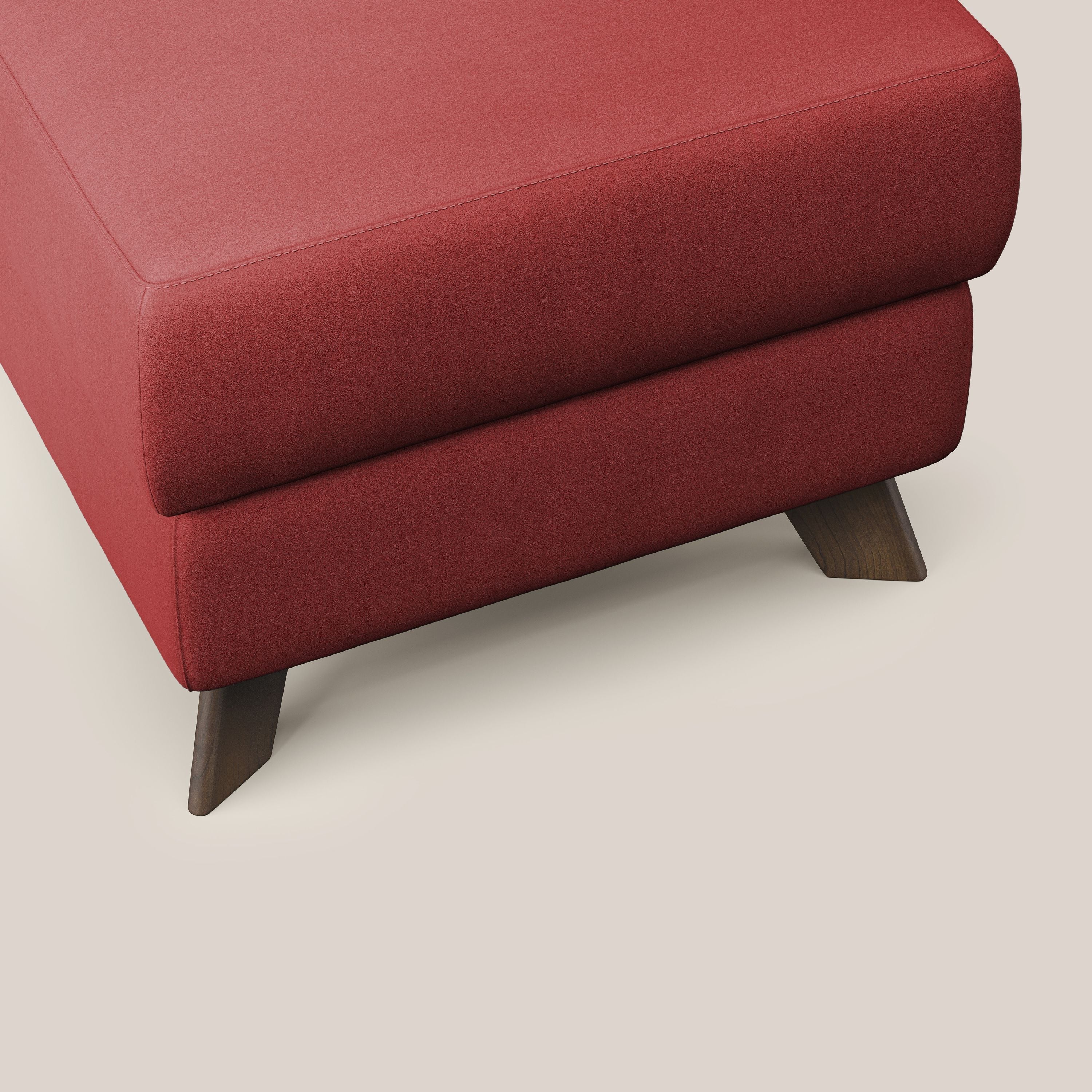 Moon Pouf contenitore e piedini alti in microfibra impermeabile T11 rosso - divani.store