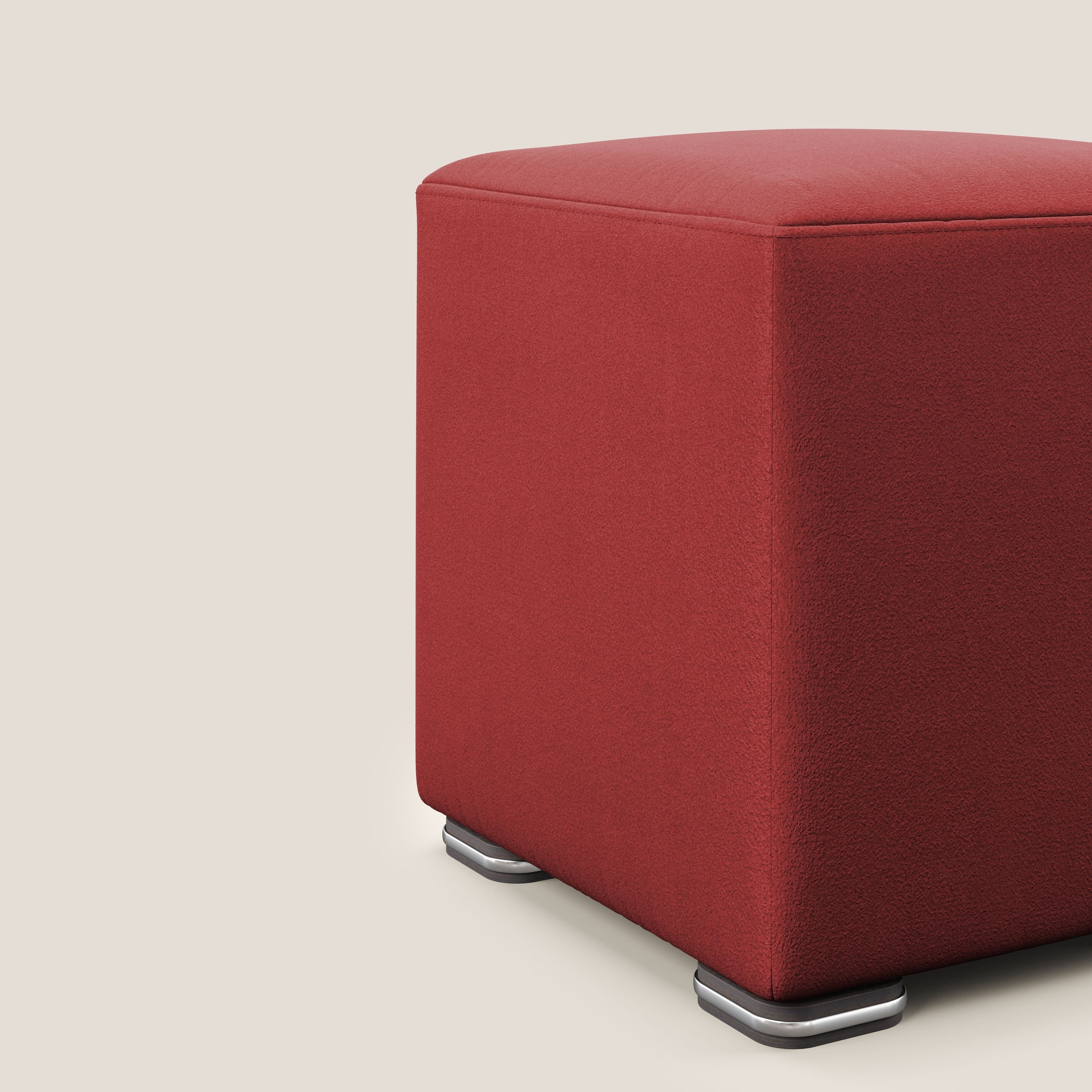 Cube pouf in microfibra smacchiabile T11 rosso - divani.store