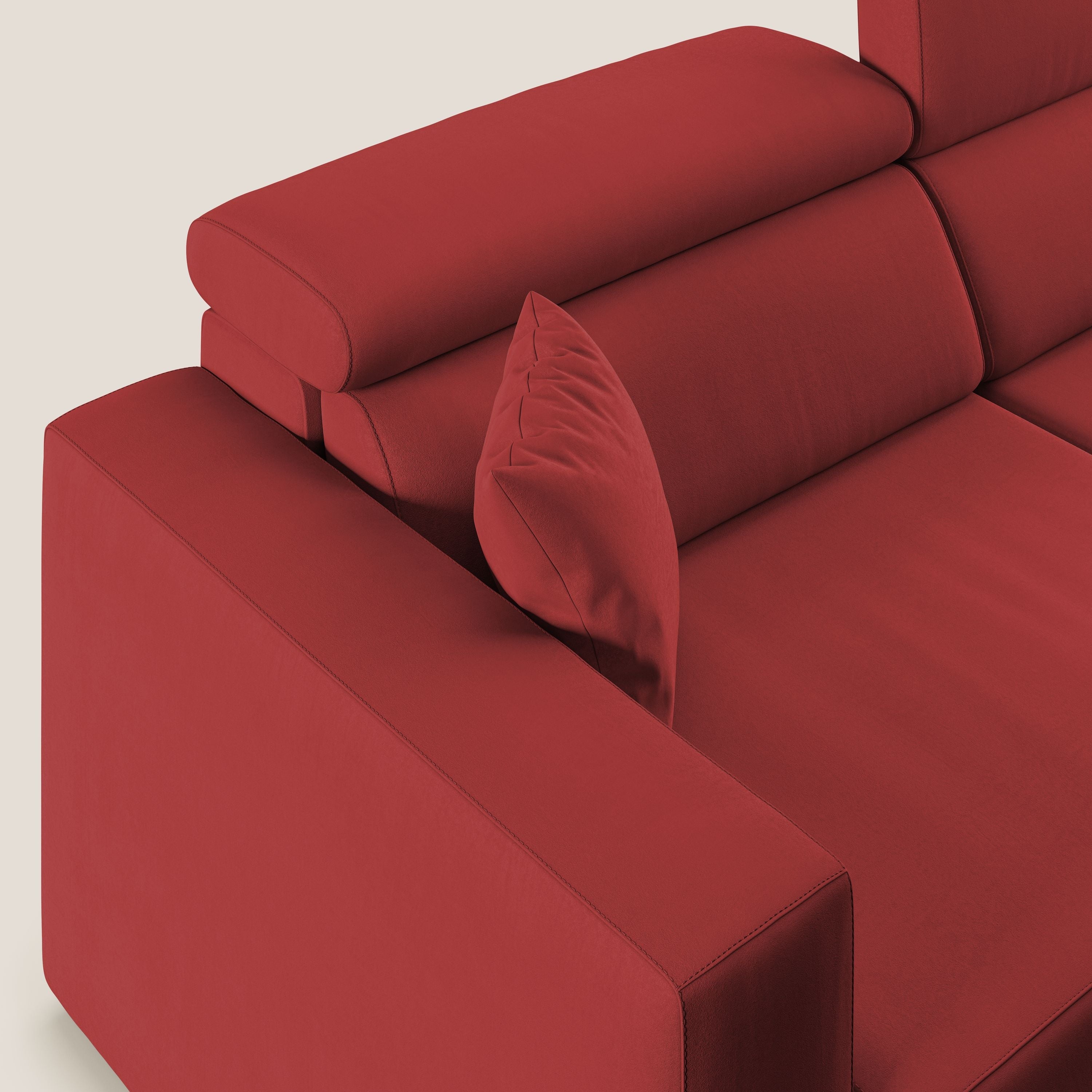 Orwell divano con seduta estraibile in microfibra smacchiabile T11 rosso - divani.store