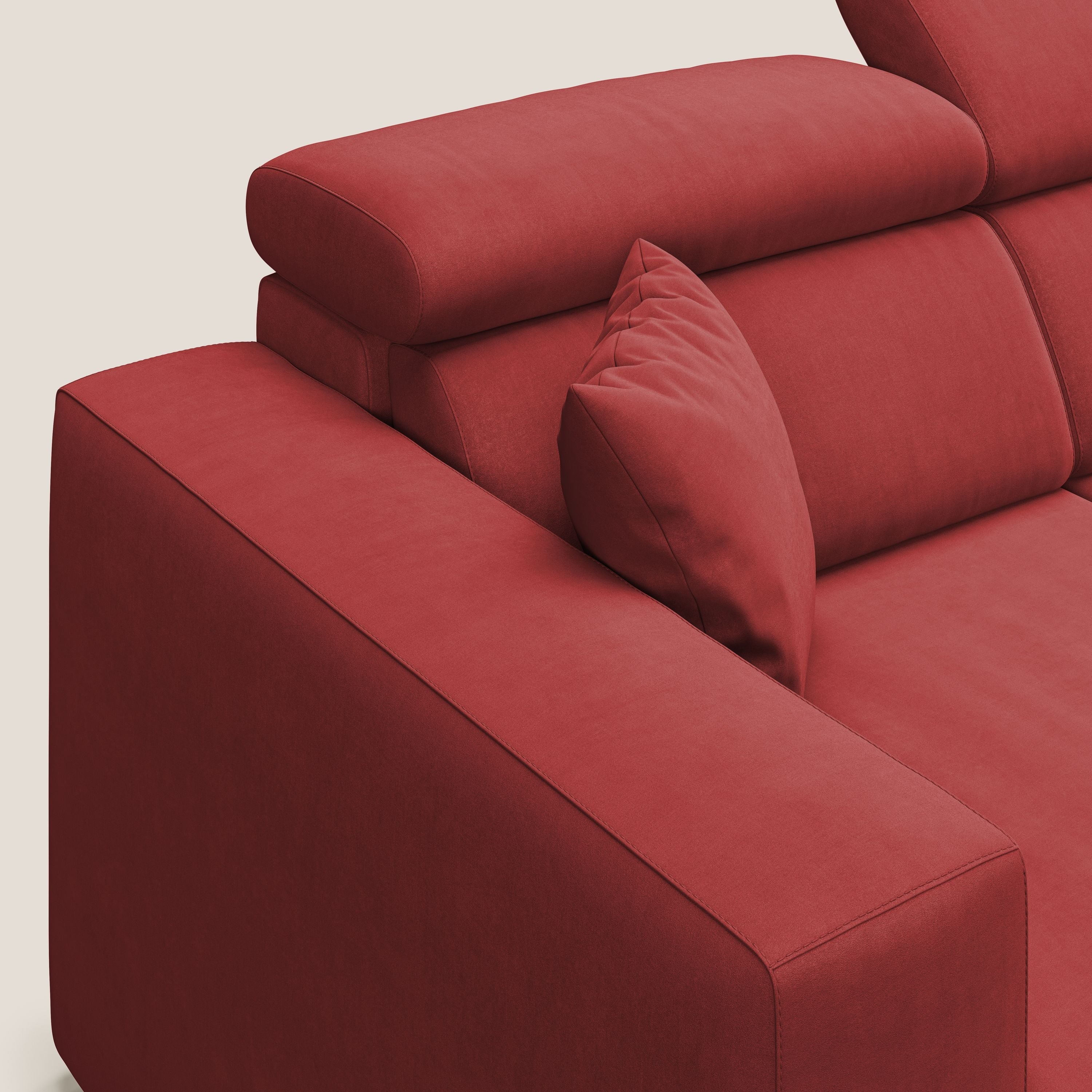 Orwell divano con 3 sedute estraibili in microfibra smacchiabile T11 rosso - divani.store