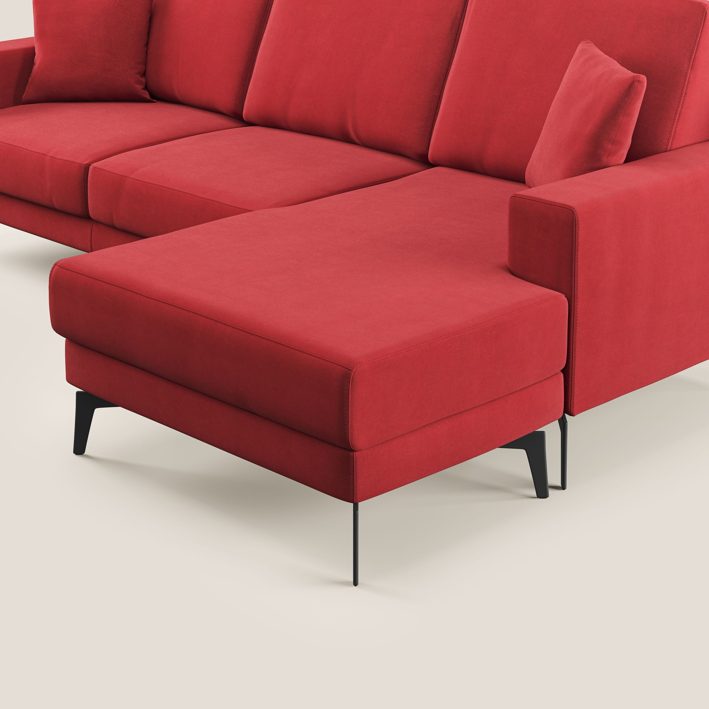 Prestige divano angolare reversibile in microfibra smacchiabile T11 rosso - divani.store