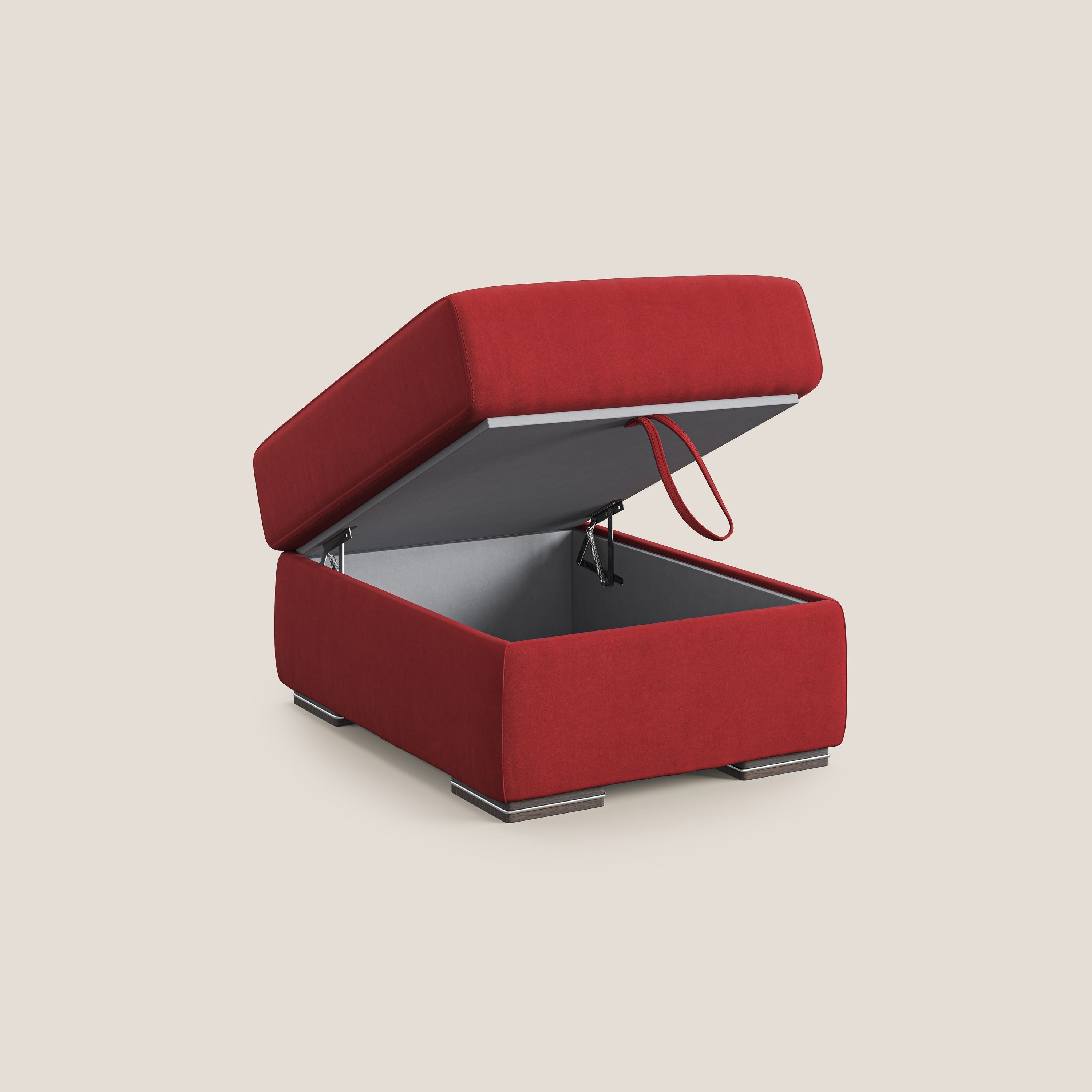 Sun pouf apribile contenitore in microfibra smacchiabile T11 rosso - divani.store