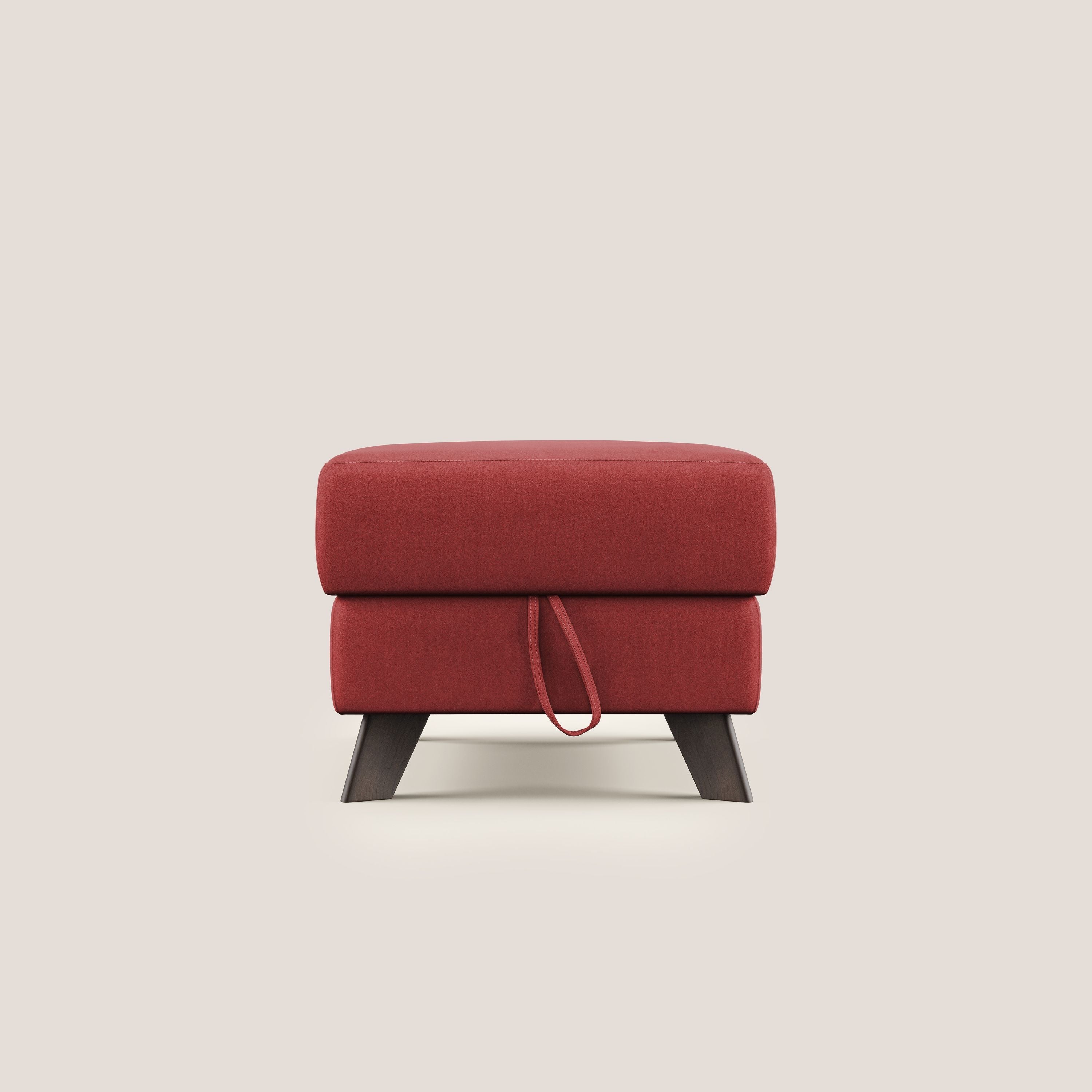 Moon Pouf contenitore e piedini alti in microfibra impermeabile T11 rosso - divani.store