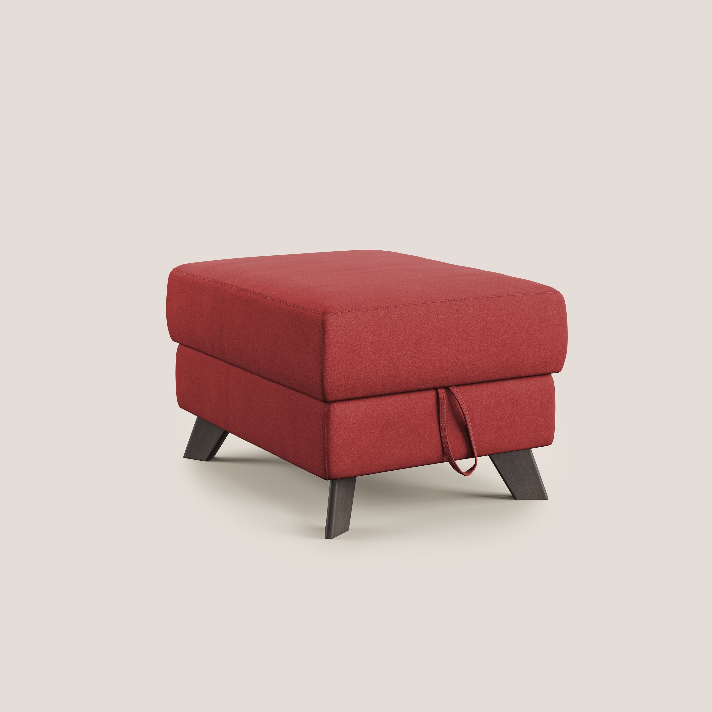 Moon Pouf contenitore e piedini alti in microfibra impermeabile T11 rosso - divani.store