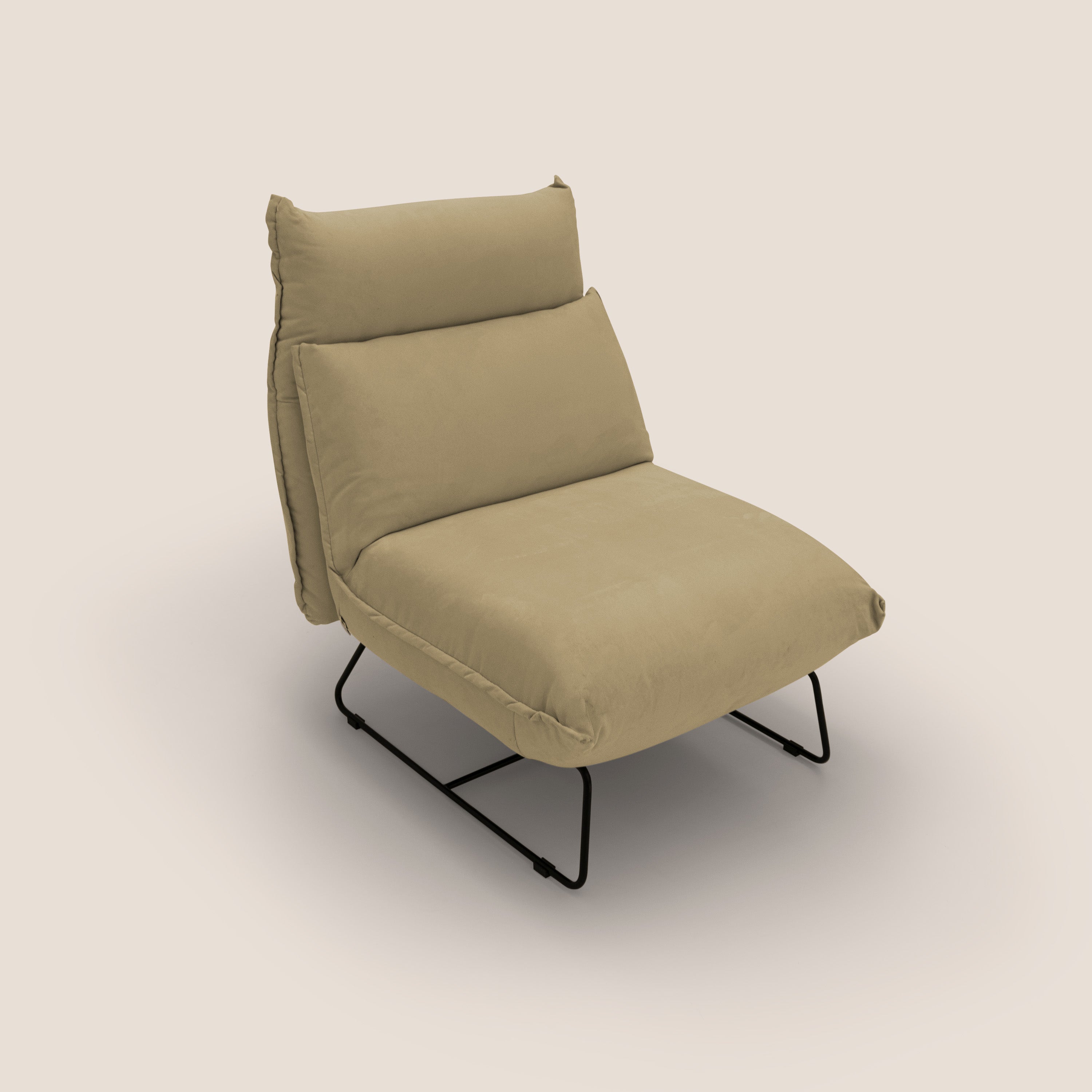 Tessa Poltroncina dal design moderno in morbida microfibra smacchiabile T11 beige - divani.store