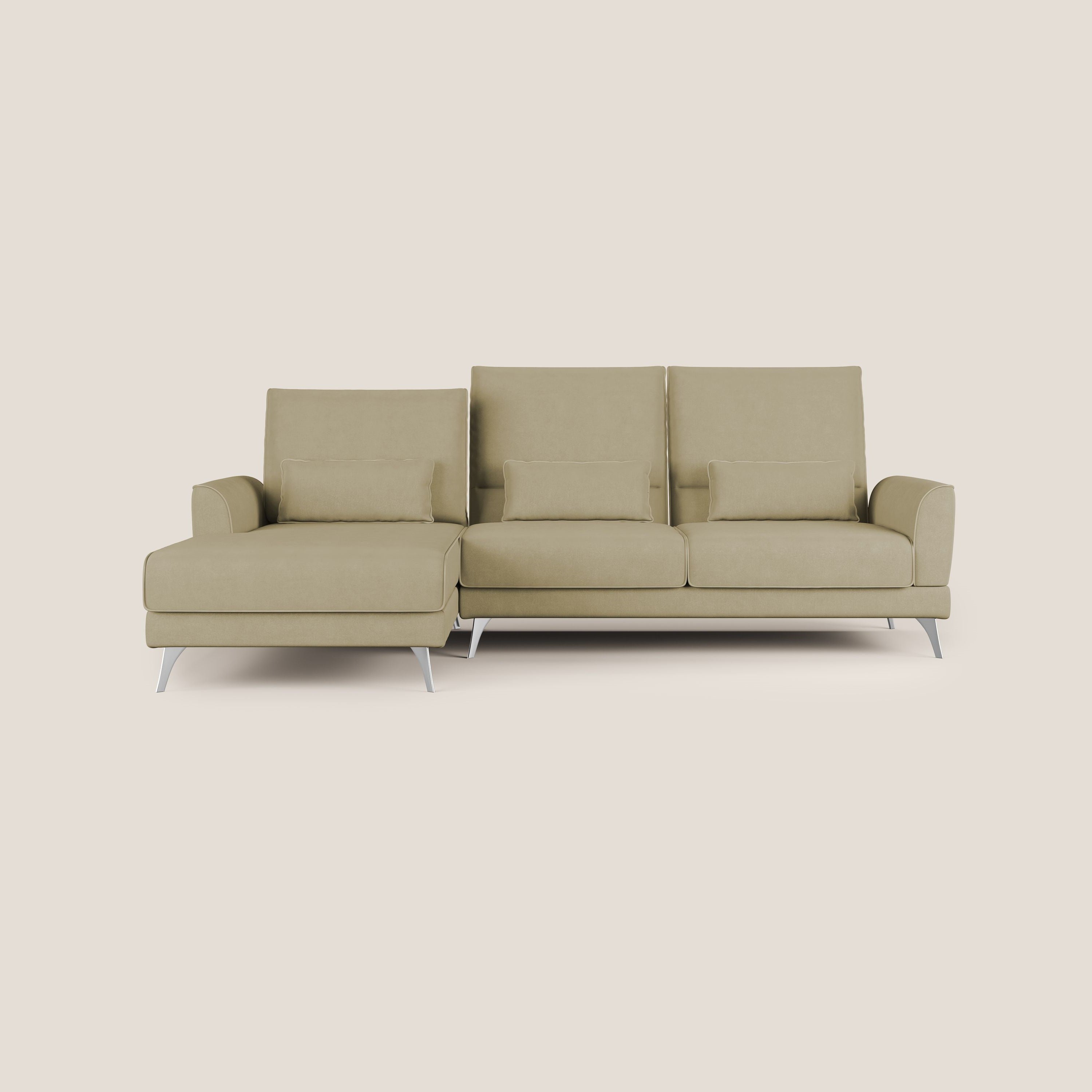 Tommy Divano angolare con relax e schienali traslanti in microfibra smacchiabile T11 beige - divani.store