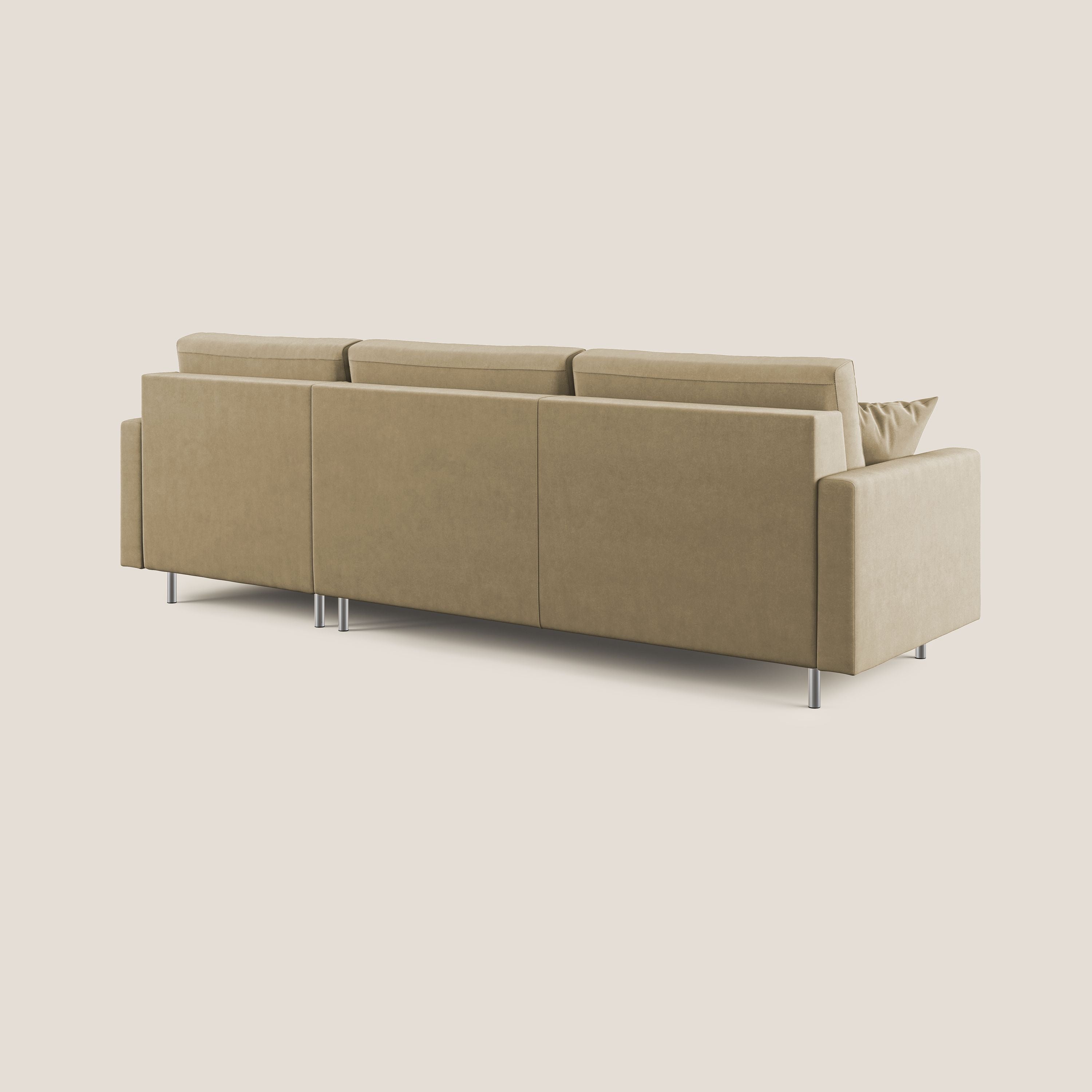 Megan divano letto angolare in microfibra smacchiabile T11 beige - divani.store