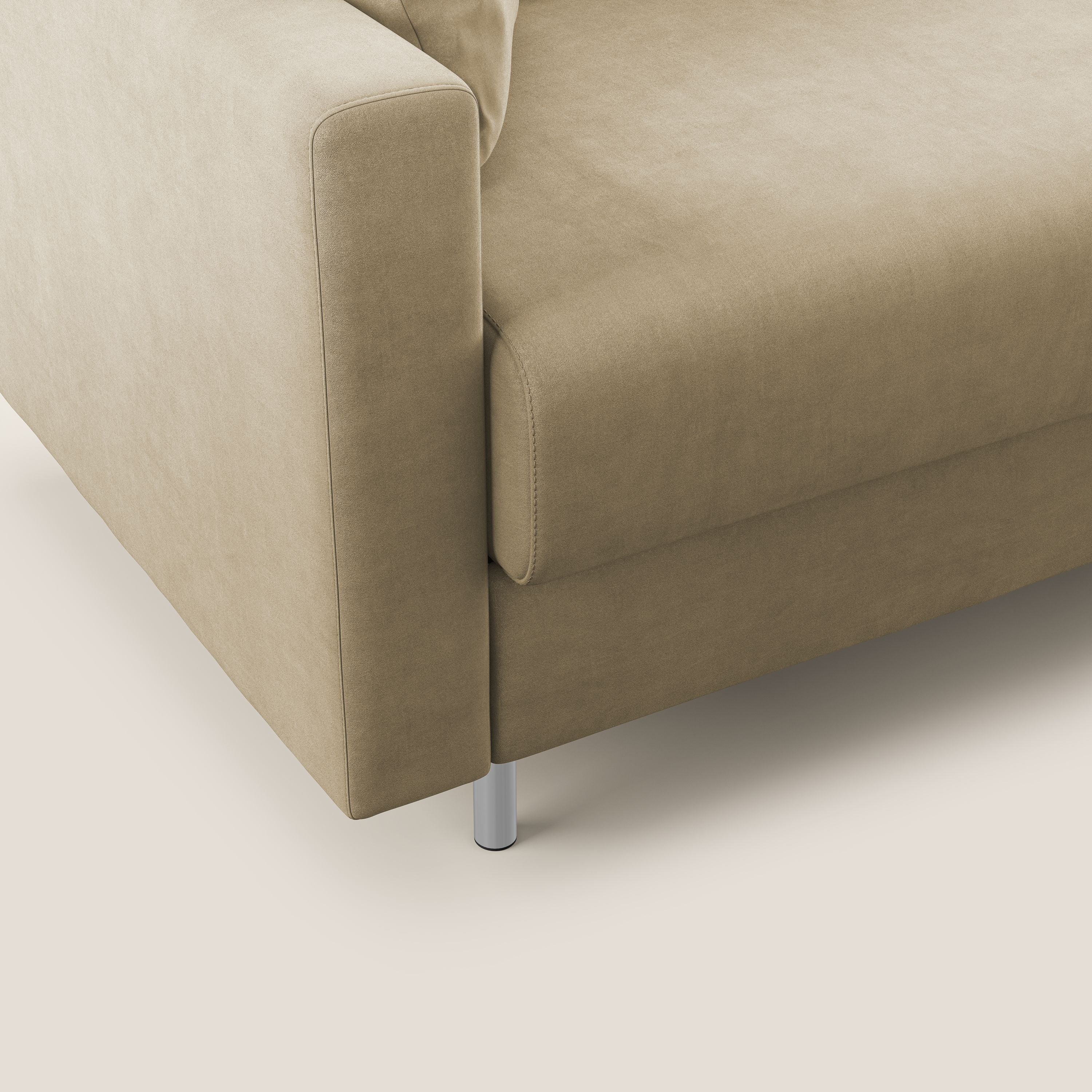 Megan divano letto angolare in microfibra smacchiabile T11 beige - divani.store