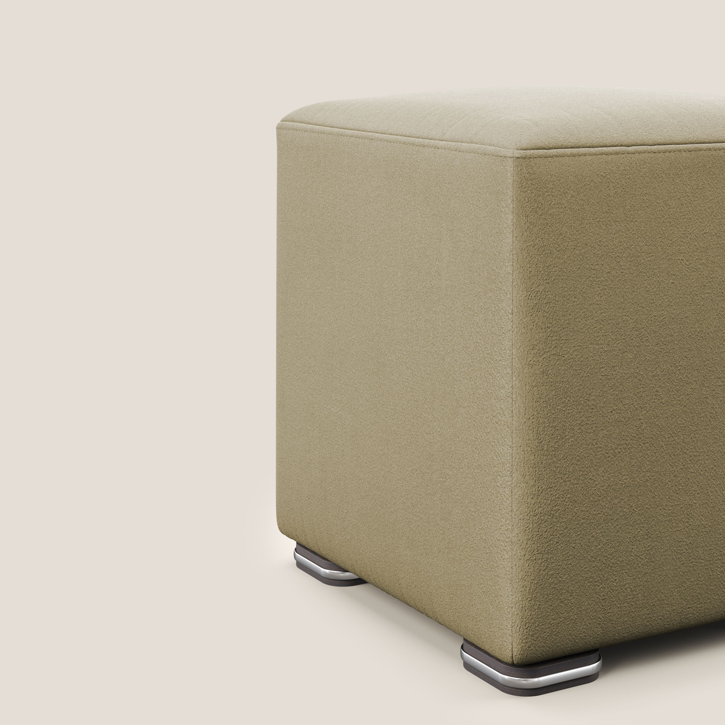 Cube pouf in microfibra smacchiabile T11 beige - divani.store