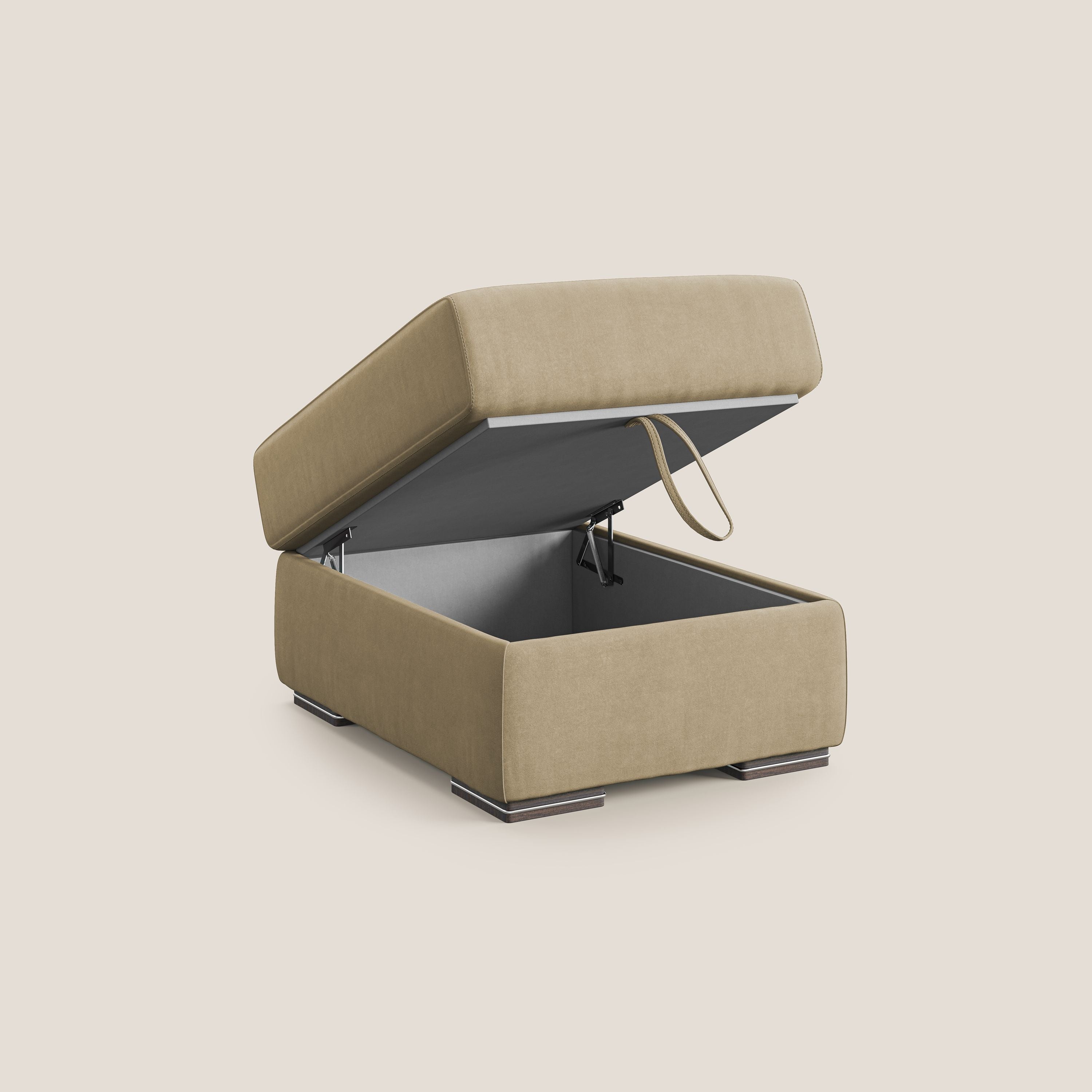 Sun pouf apribile contenitore in microfibra smacchiabile T11 beige - divani.store