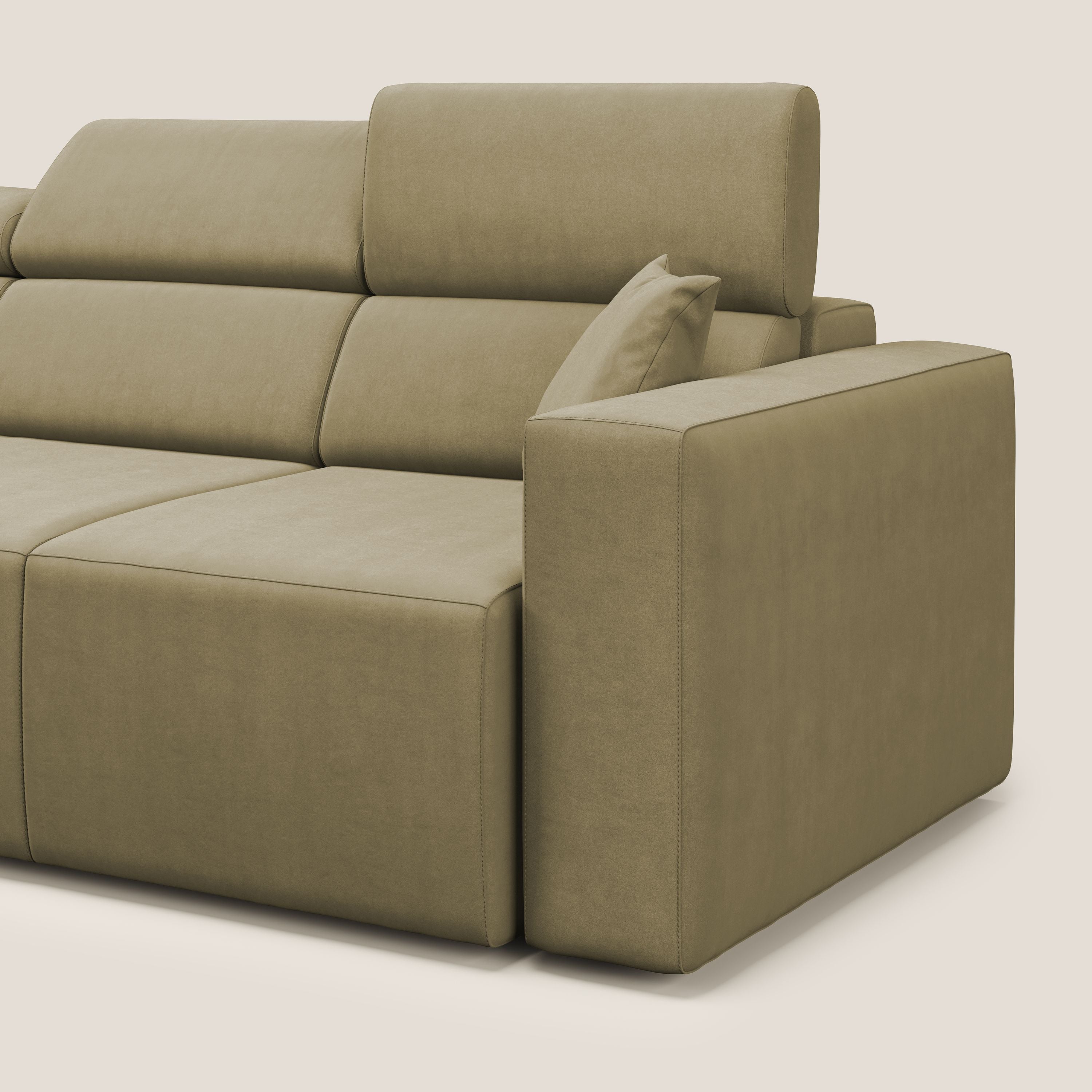 Orwell divano con 3 sedute estraibili in microfibra smacchiabile T11 beige - divani.store