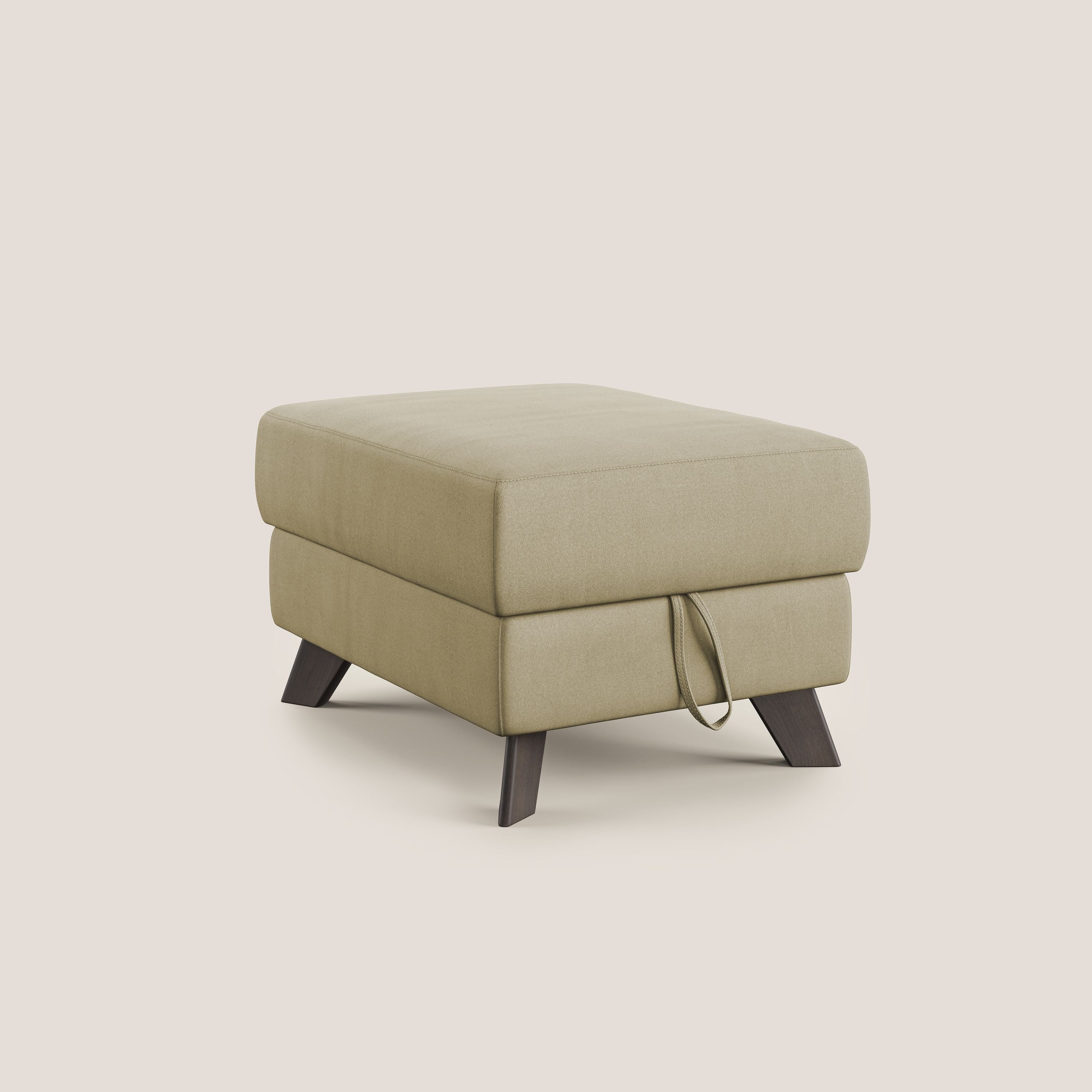 Moon Pouf contenitore e piedini alti in microfibra impermeabile T11 beige - divani.store