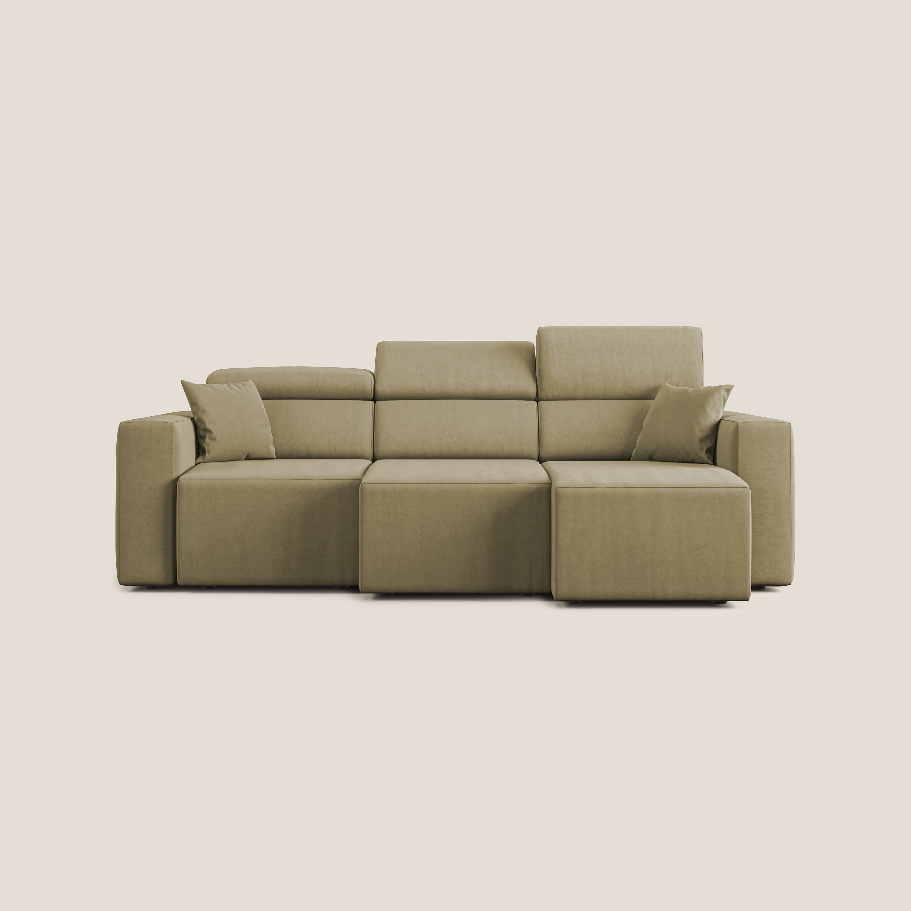 Orwell divano con 3 sedute estraibili in microfibra smacchiabile T11 beige - divani.store