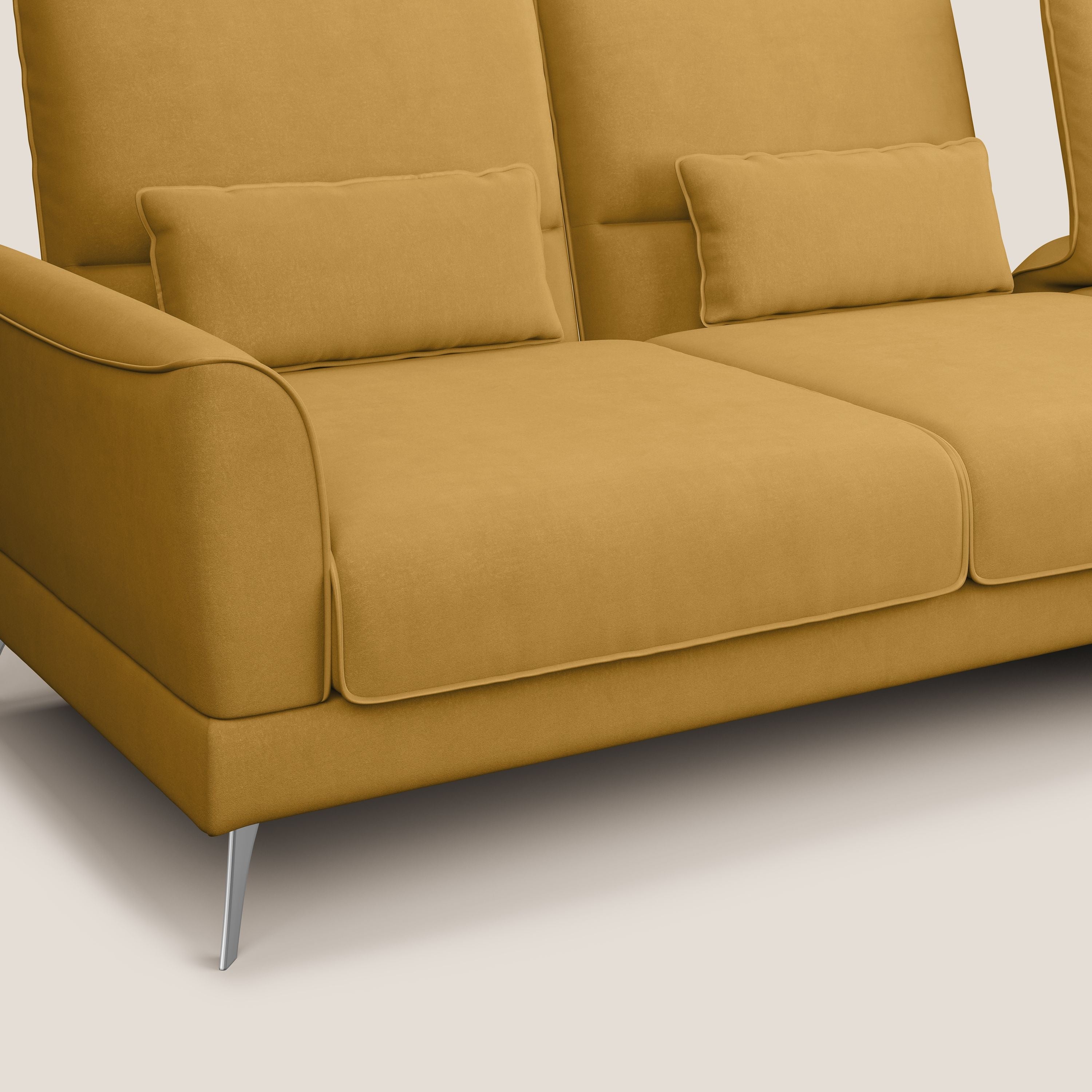 Tommy Divano angolare con relax e schienali traslanti in microfibra smacchiabile T11 giallo - divani.store
