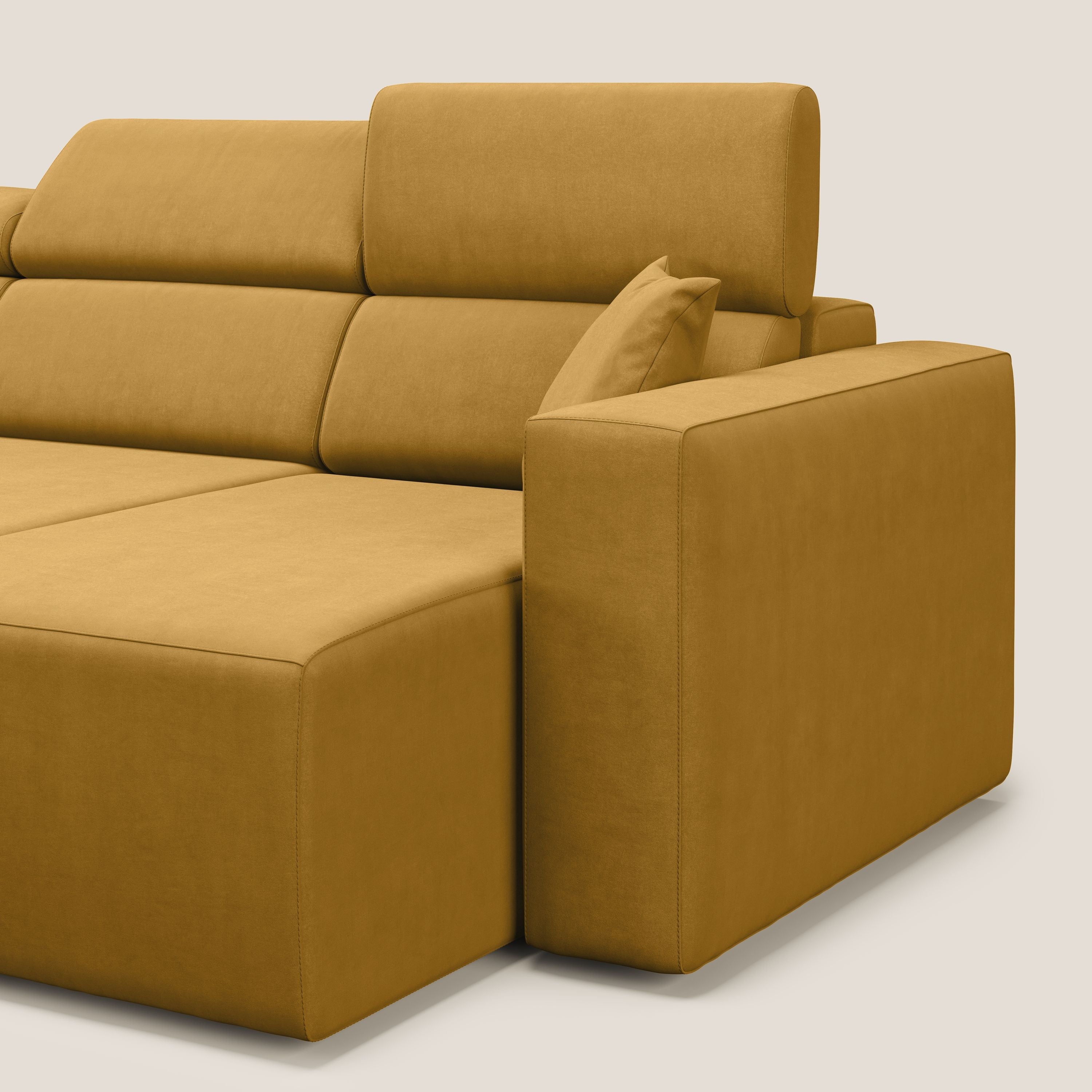 Orwell divano con 3 sedute estraibili in microfibra smacchiabile T11 giallo - divani.store