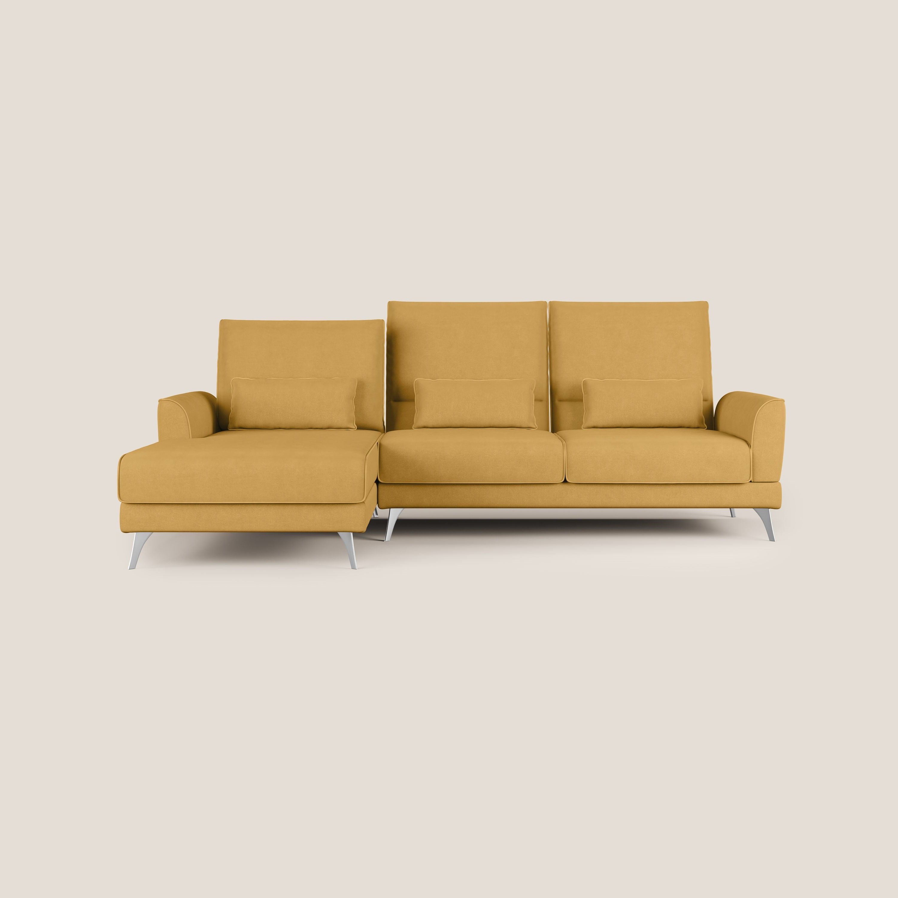Tommy Divano angolare con relax e schienali traslanti in microfibra smacchiabile T11 giallo - divani.store