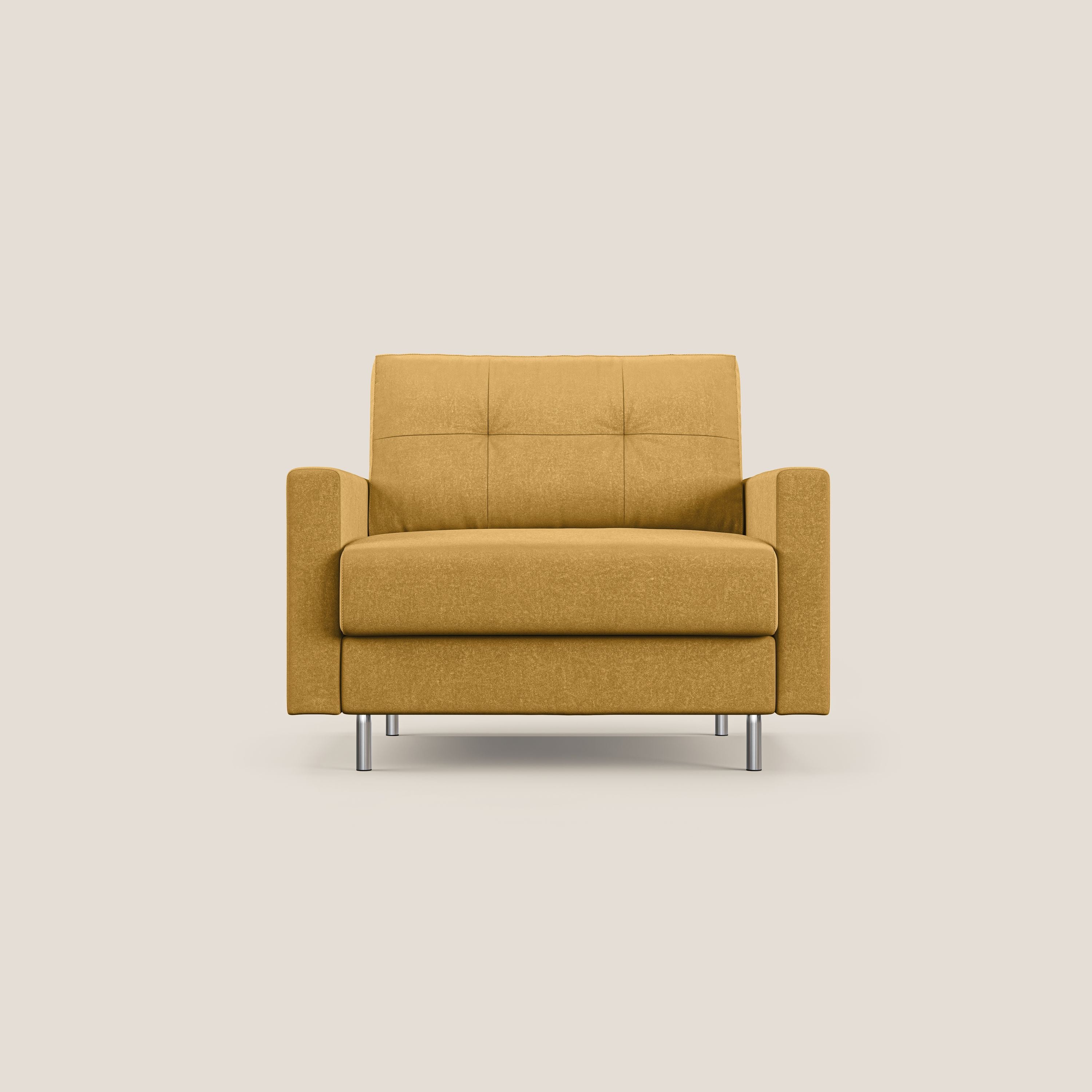 Megan poltrona letto in microfibra smacchiabile T11 giallo - divani.store