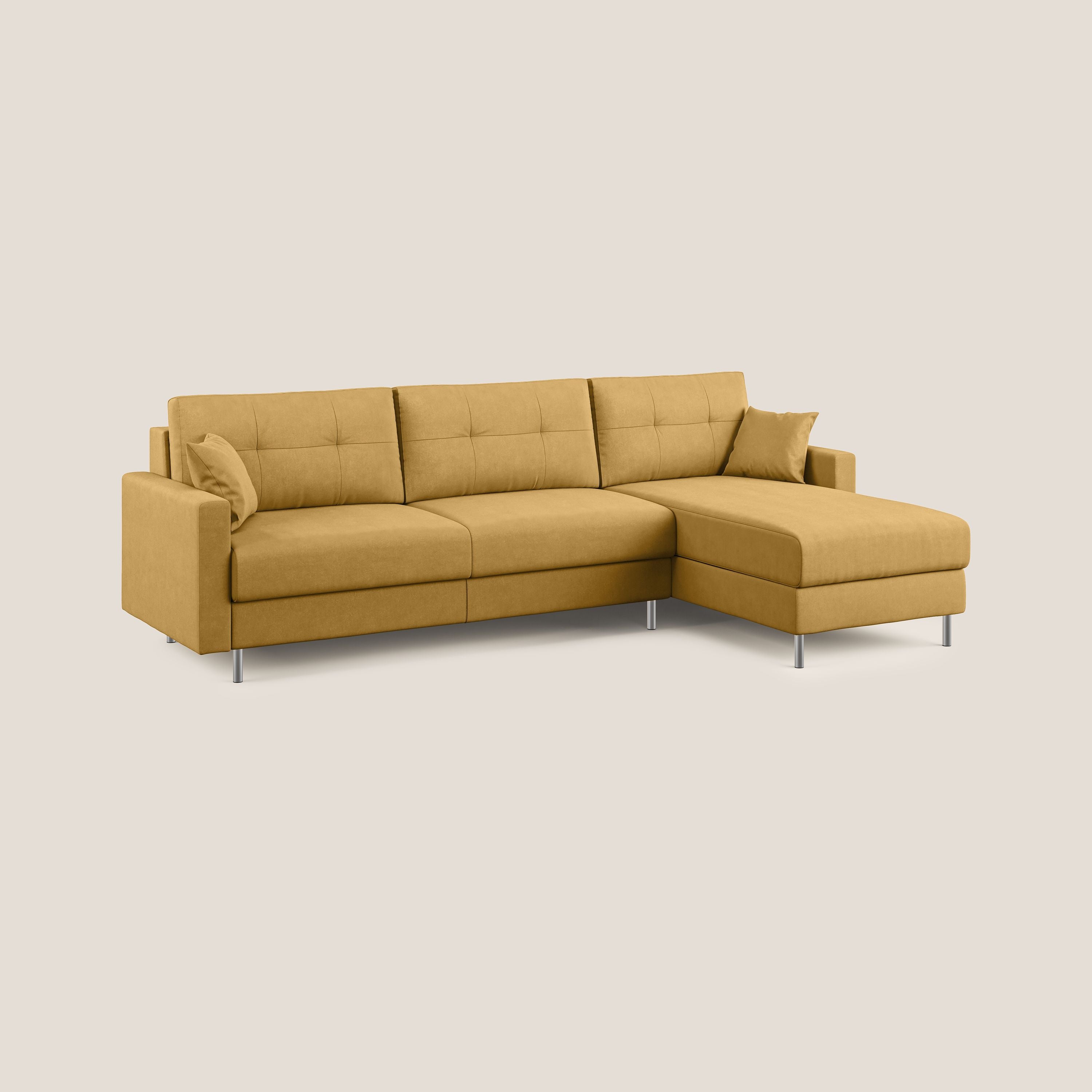 Megan divano letto angolare in microfibra smacchiabile T11 giallo - divani.store