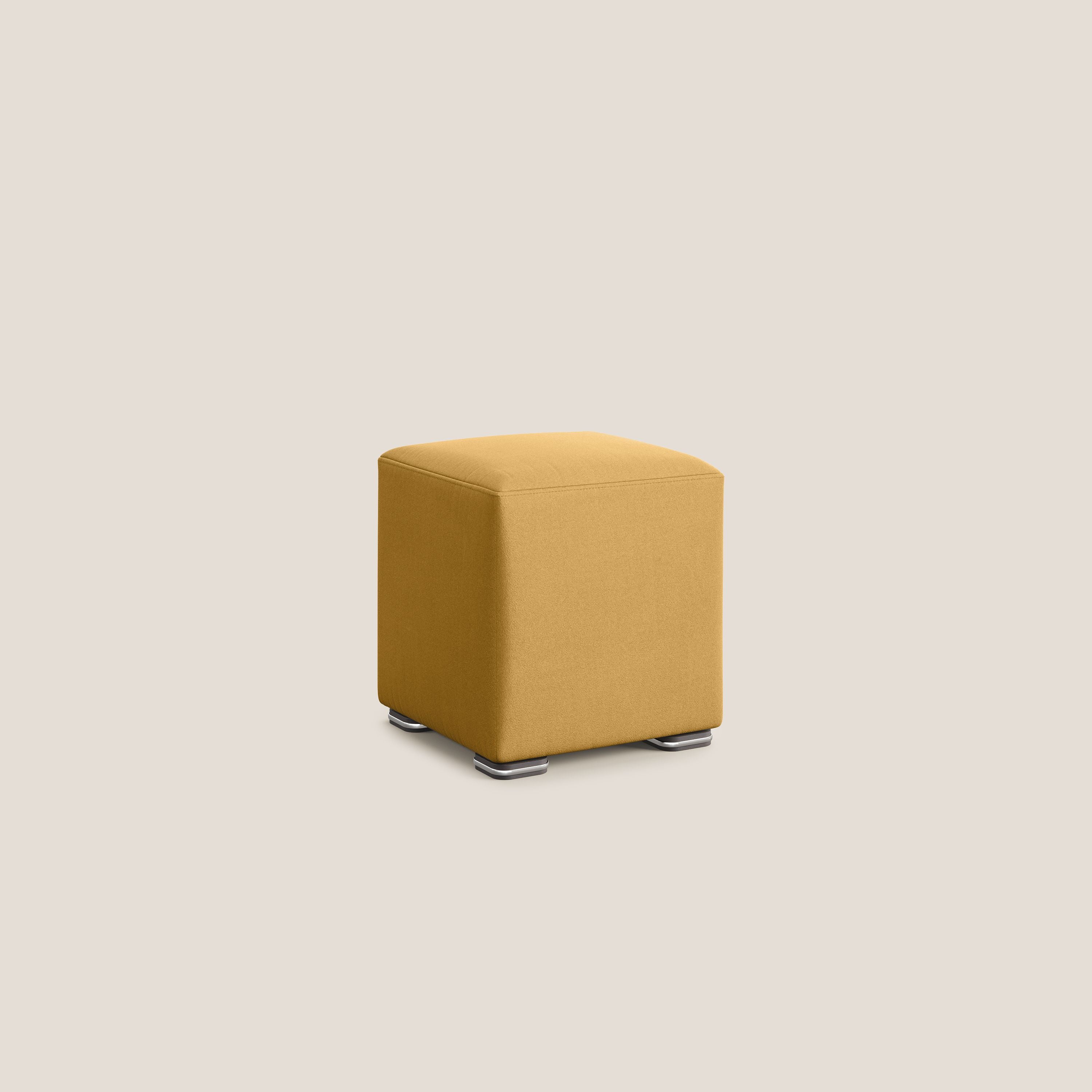Cube pouf in microfibra smacchiabile T11 giallo - divani.store
