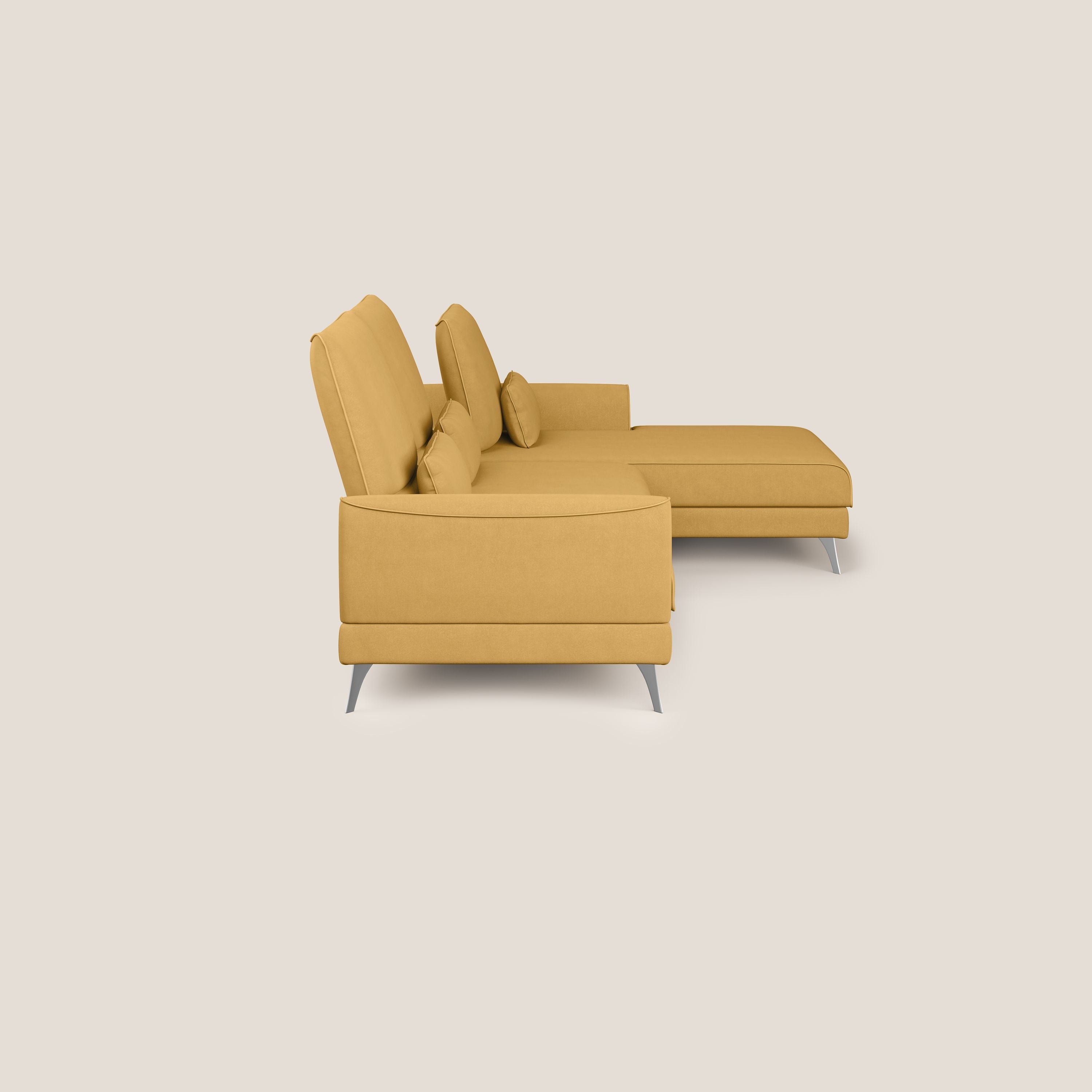 Tommy Divano angolare con relax e schienali traslanti in microfibra smacchiabile T11 giallo - divani.store