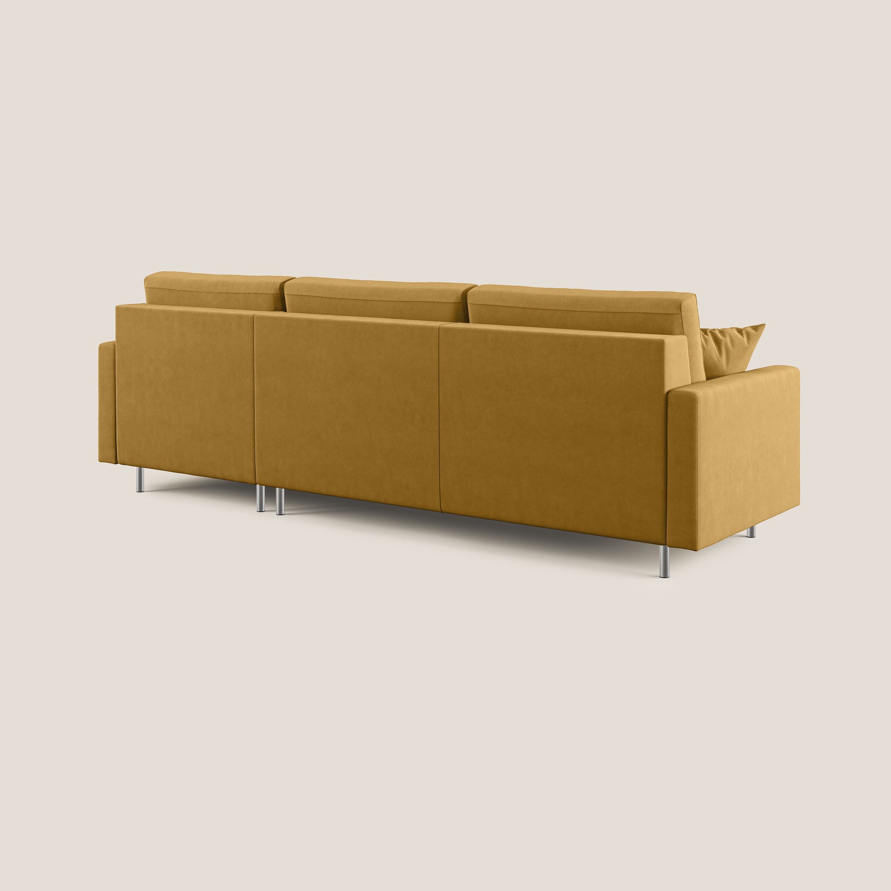 Megan divano letto angolare in microfibra smacchiabile T11 giallo - divani.store