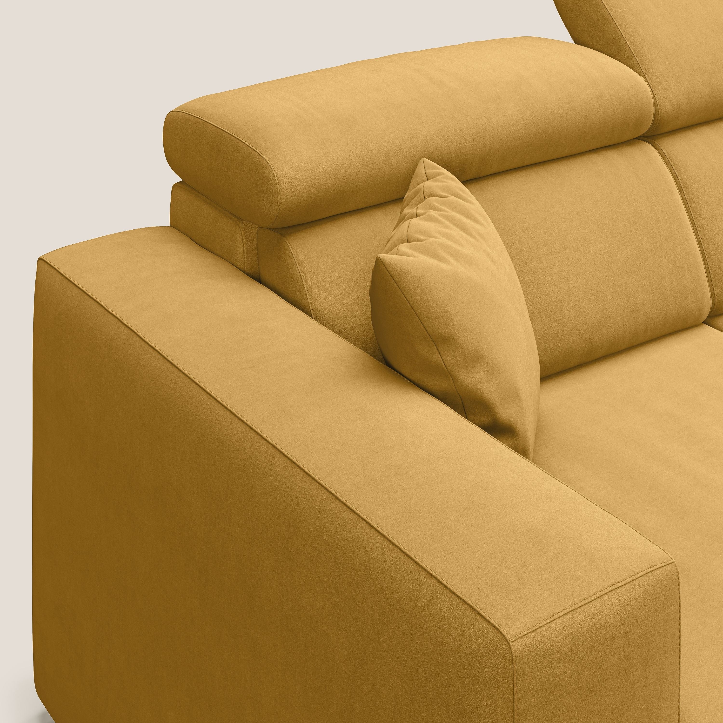 Orwell divano con 3 sedute estraibili in microfibra smacchiabile T11 giallo - divani.store
