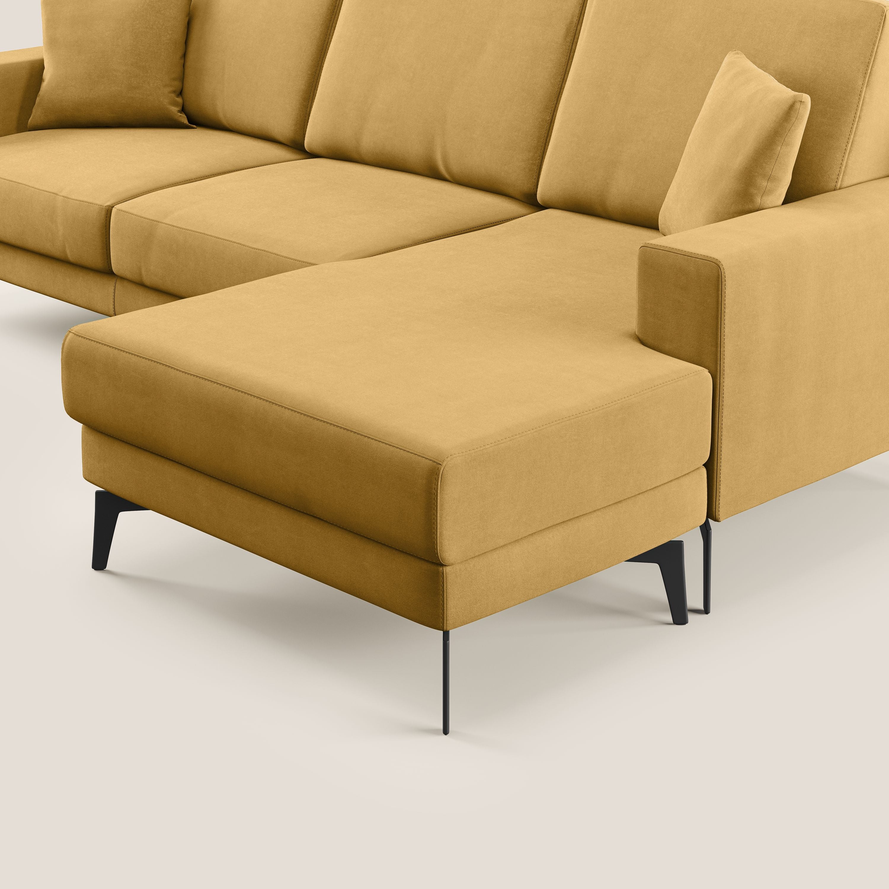 Prestige divano angolare reversibile in microfibra smacchiabile T11 giallo - divani.store