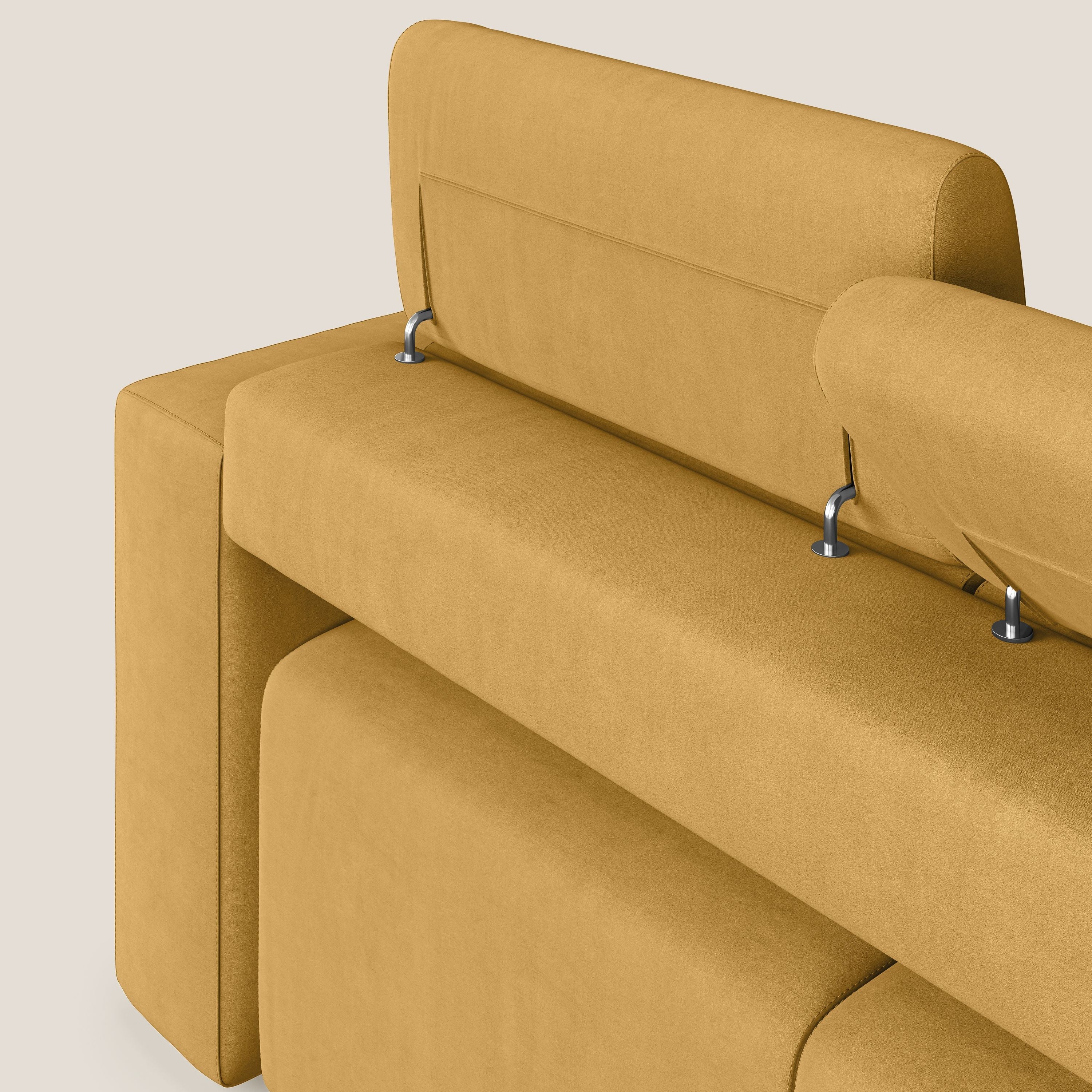 Orwell divano con 3 sedute estraibili in microfibra smacchiabile T11 giallo - divani.store