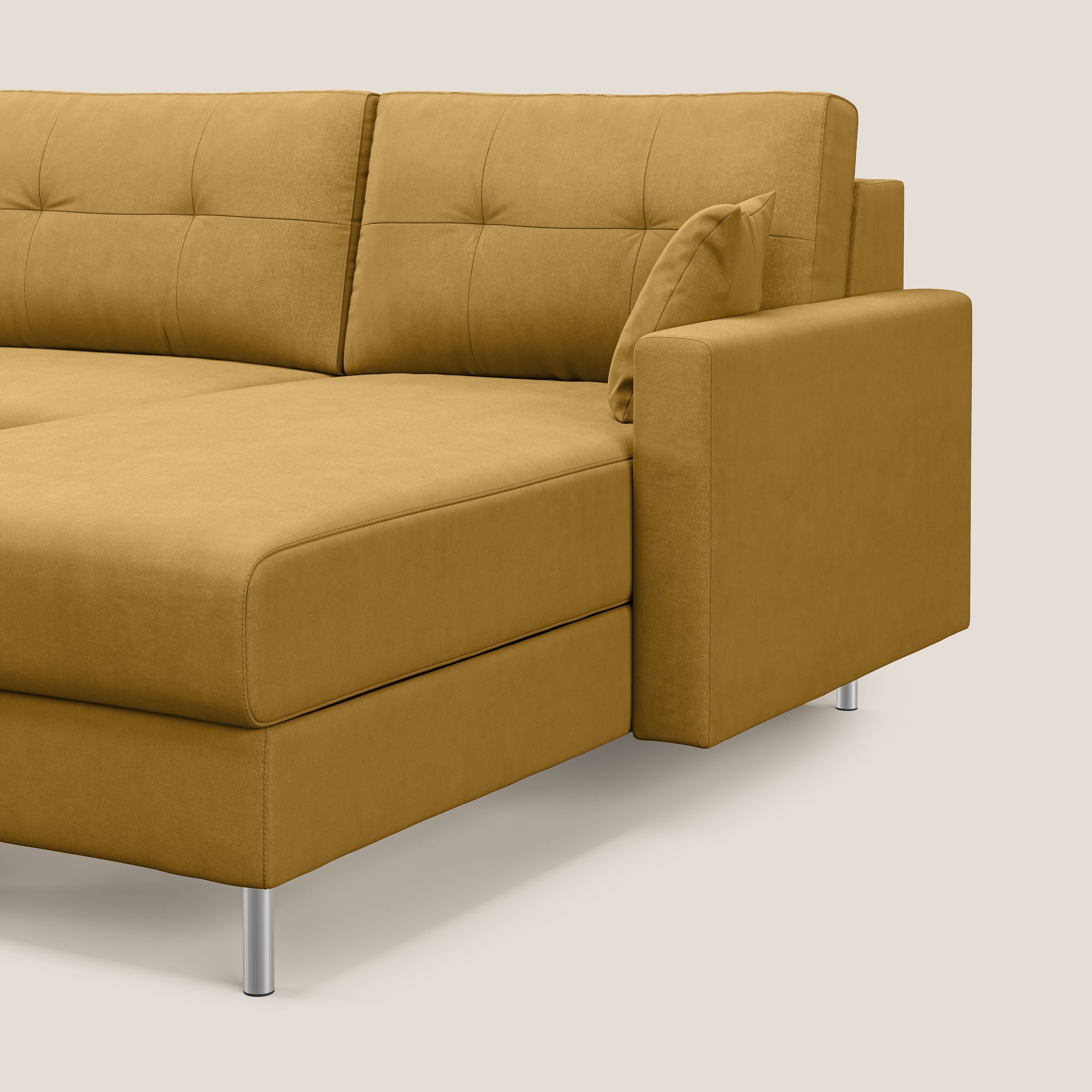 Megan divano letto angolare in microfibra smacchiabile T11 giallo - divani.store
