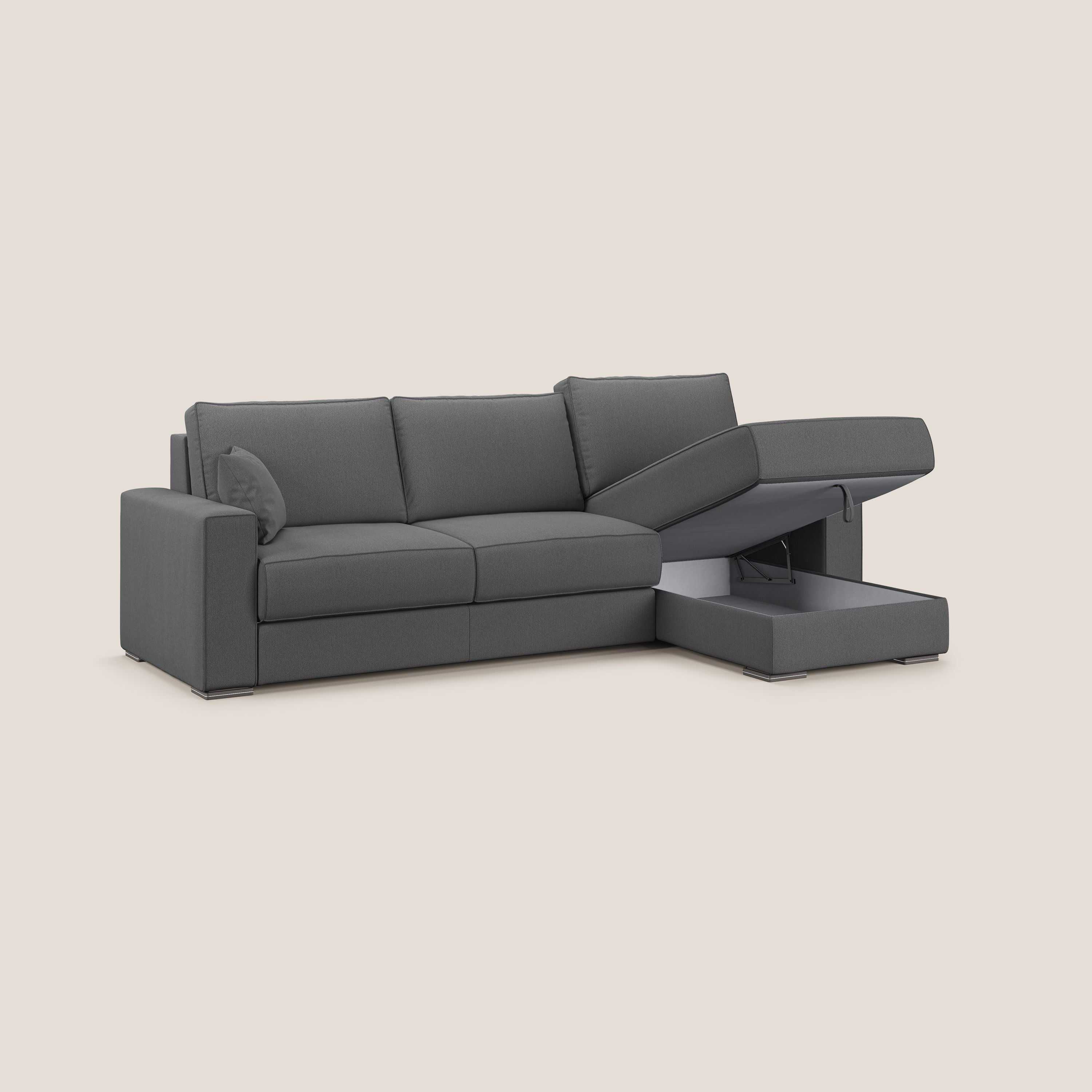 Dream Divano letto angolare in tessuto smacchiabile T05 antracite - divani.store