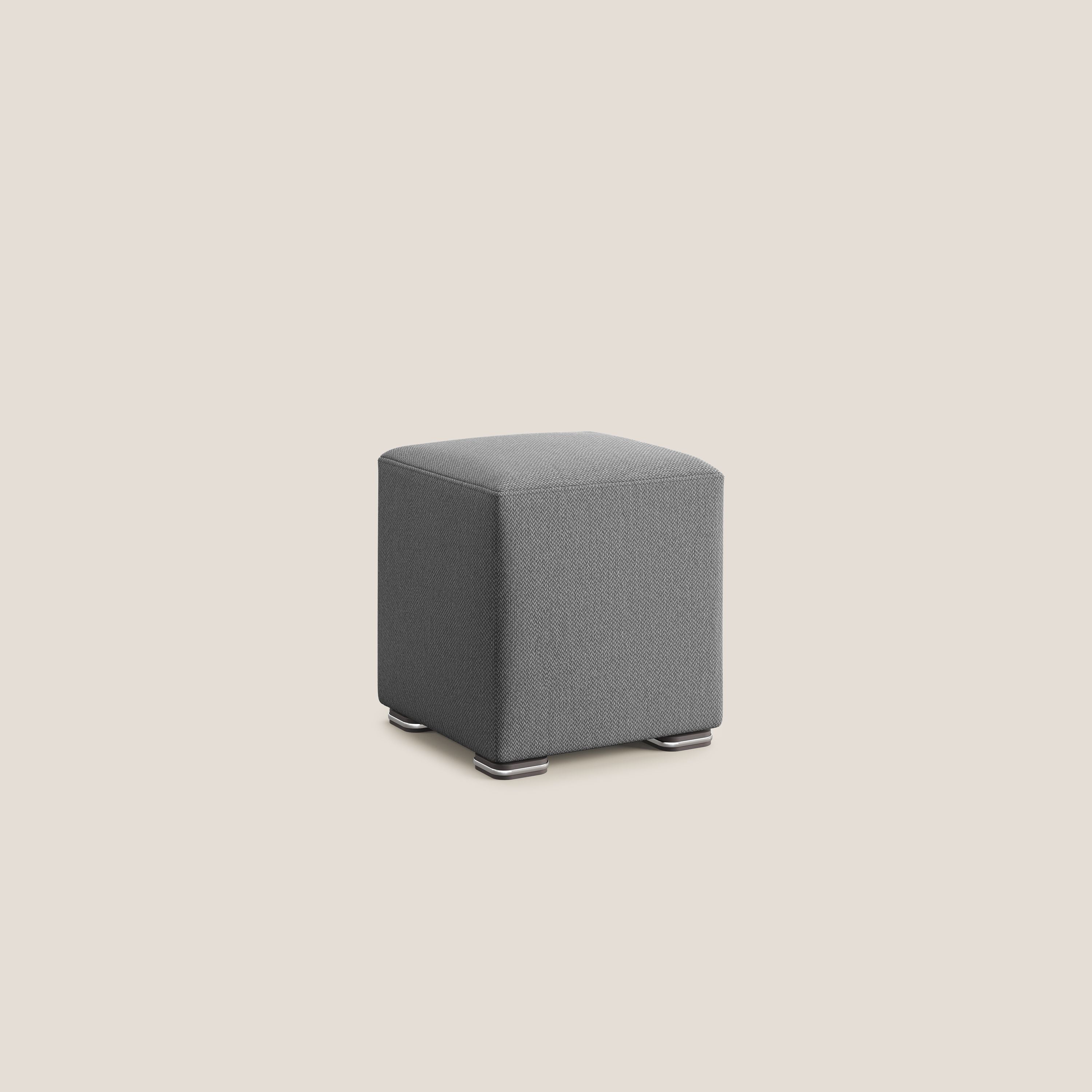Cube pouf in tessuto morbido smacchiabile T05 antracite - divani.store
