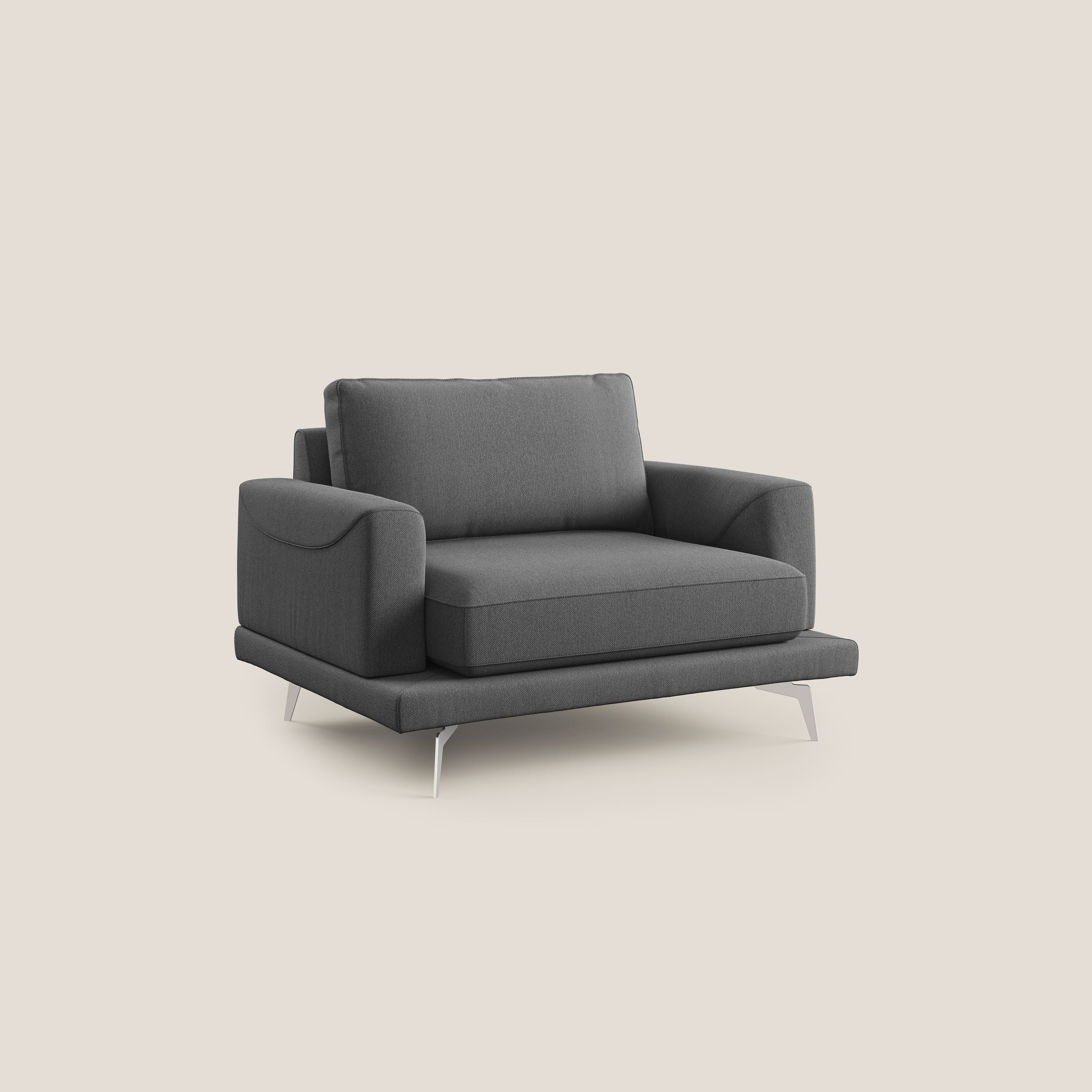 Dorian poltrona moderna in tessuto smacchiabile T05 antracite - divani.store