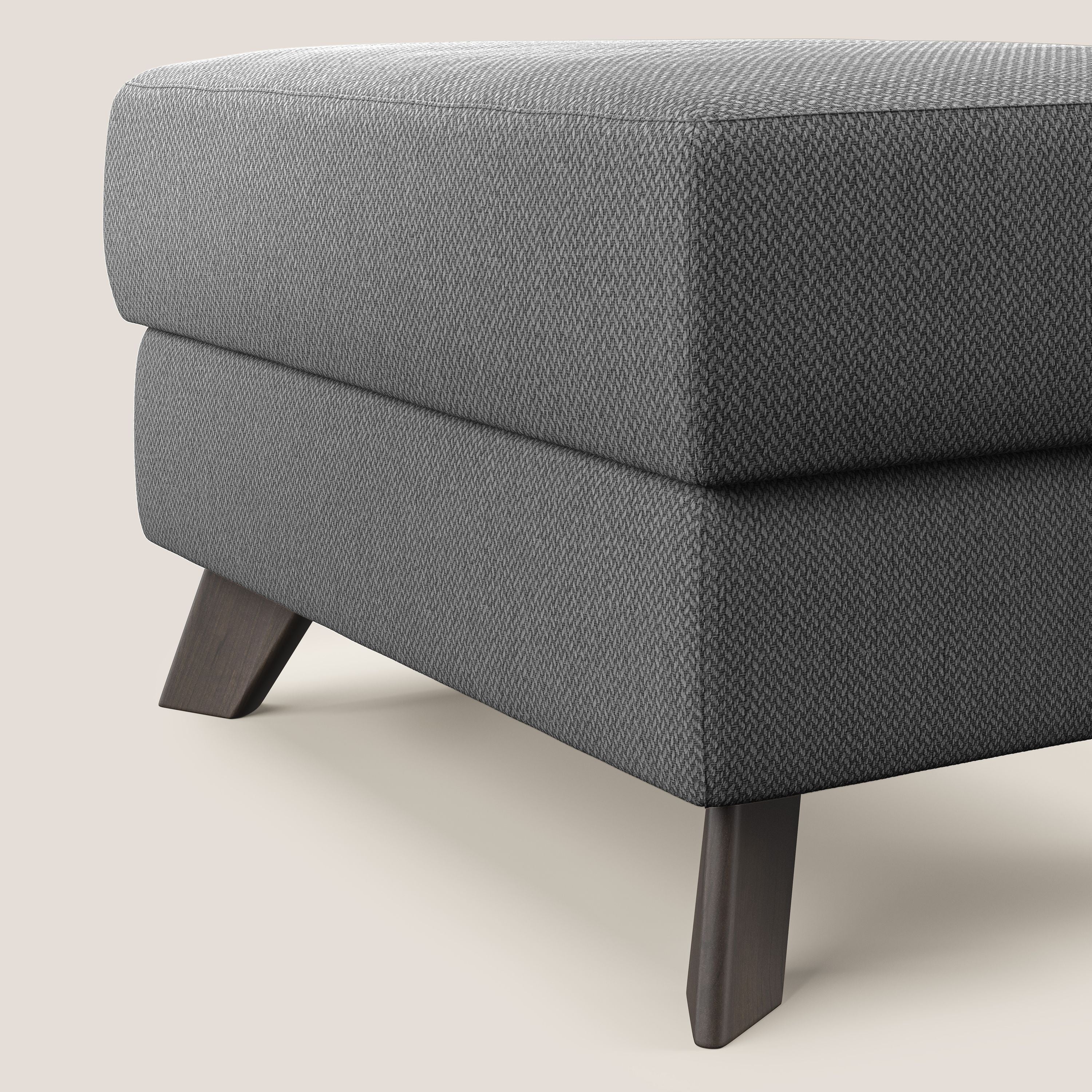 Moon Pouf contenitore e piedini alti in tessuto smacchiabile con acqua T05 antracite - divani.store