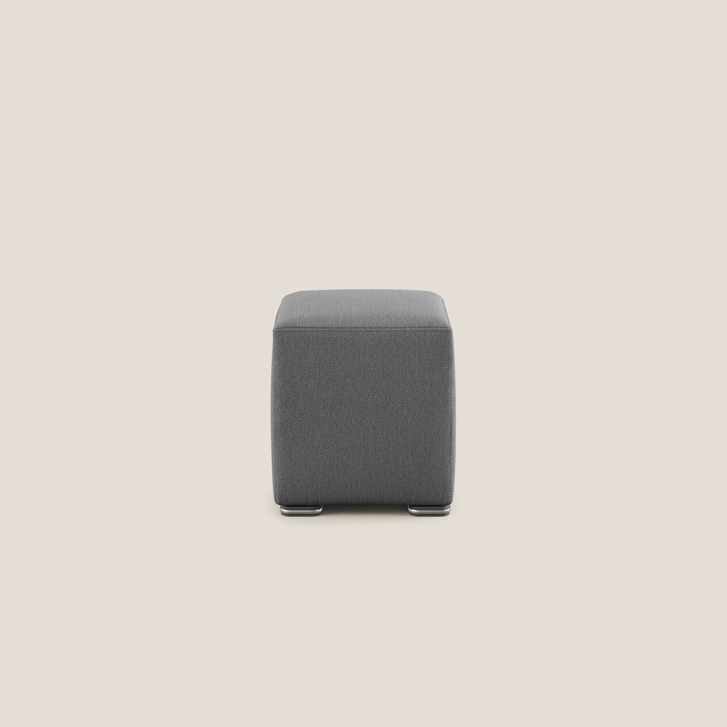Cube pouf in tessuto morbido smacchiabile T05 antracite - divani.store
