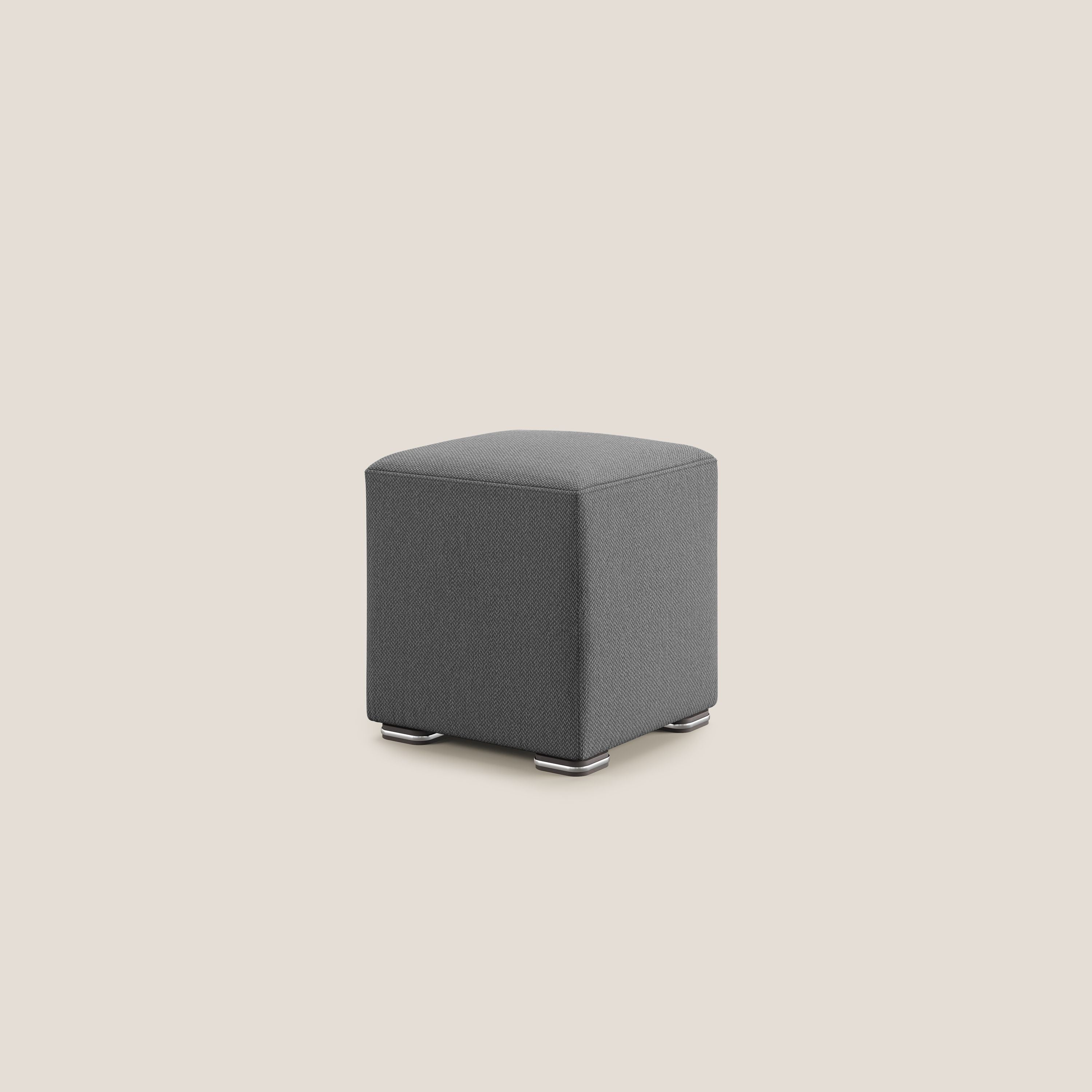Cube pouf in tessuto morbido smacchiabile T05 antracite - divani.store