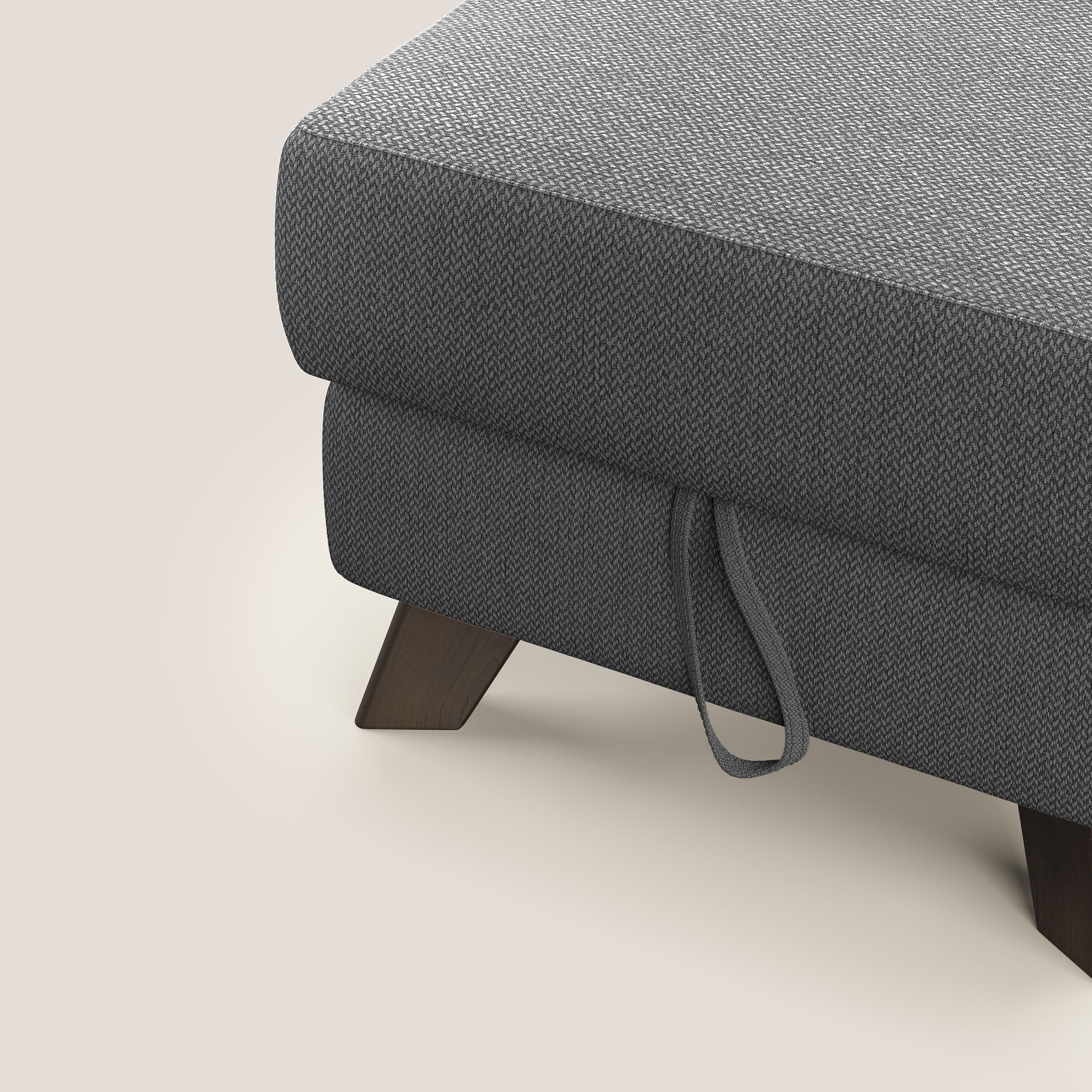 Moon Pouf contenitore e piedini alti in tessuto smacchiabile con acqua T05 antracite - divani.store