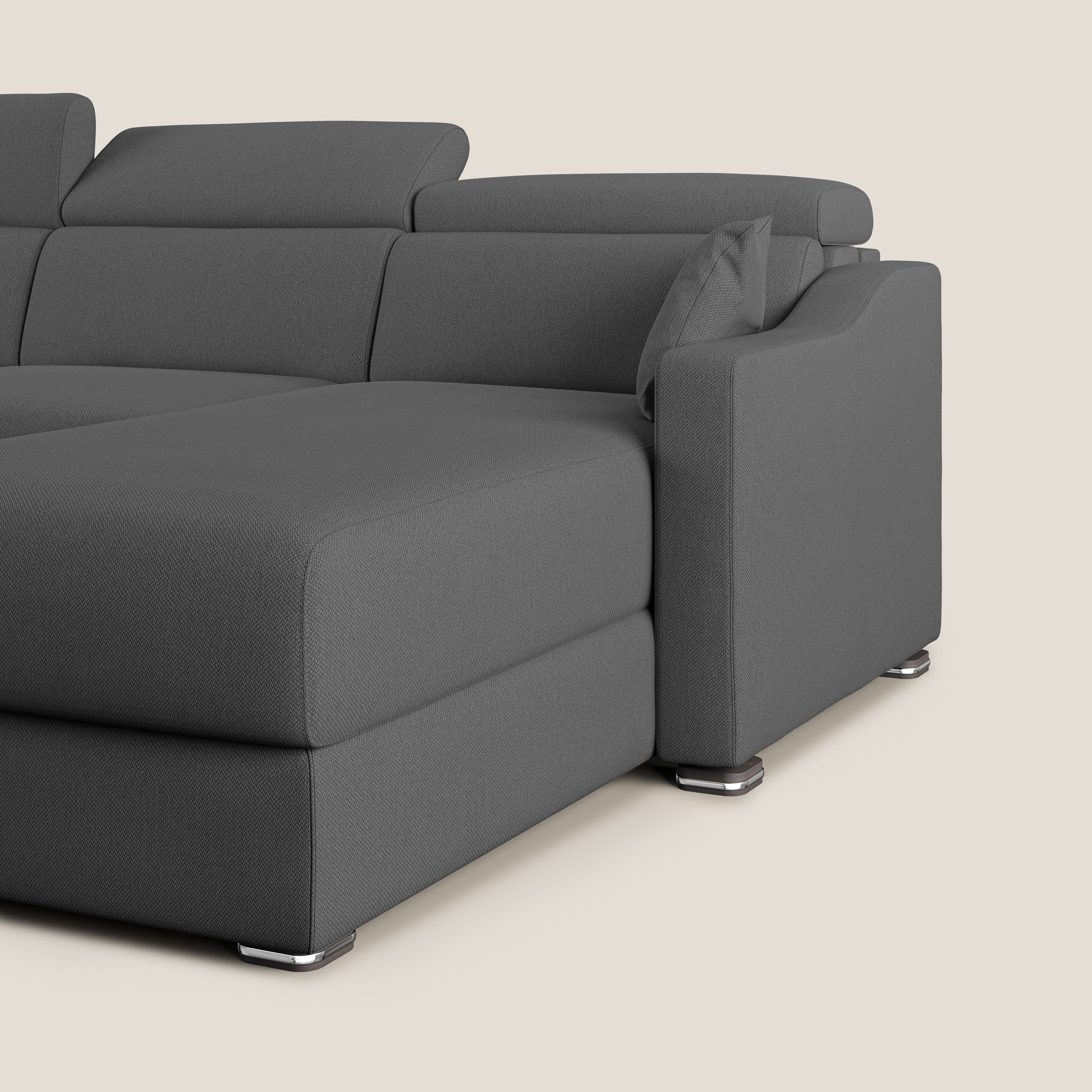Amber divano letto angolare in tessuto smacchiabile T05 antracite - divani.store