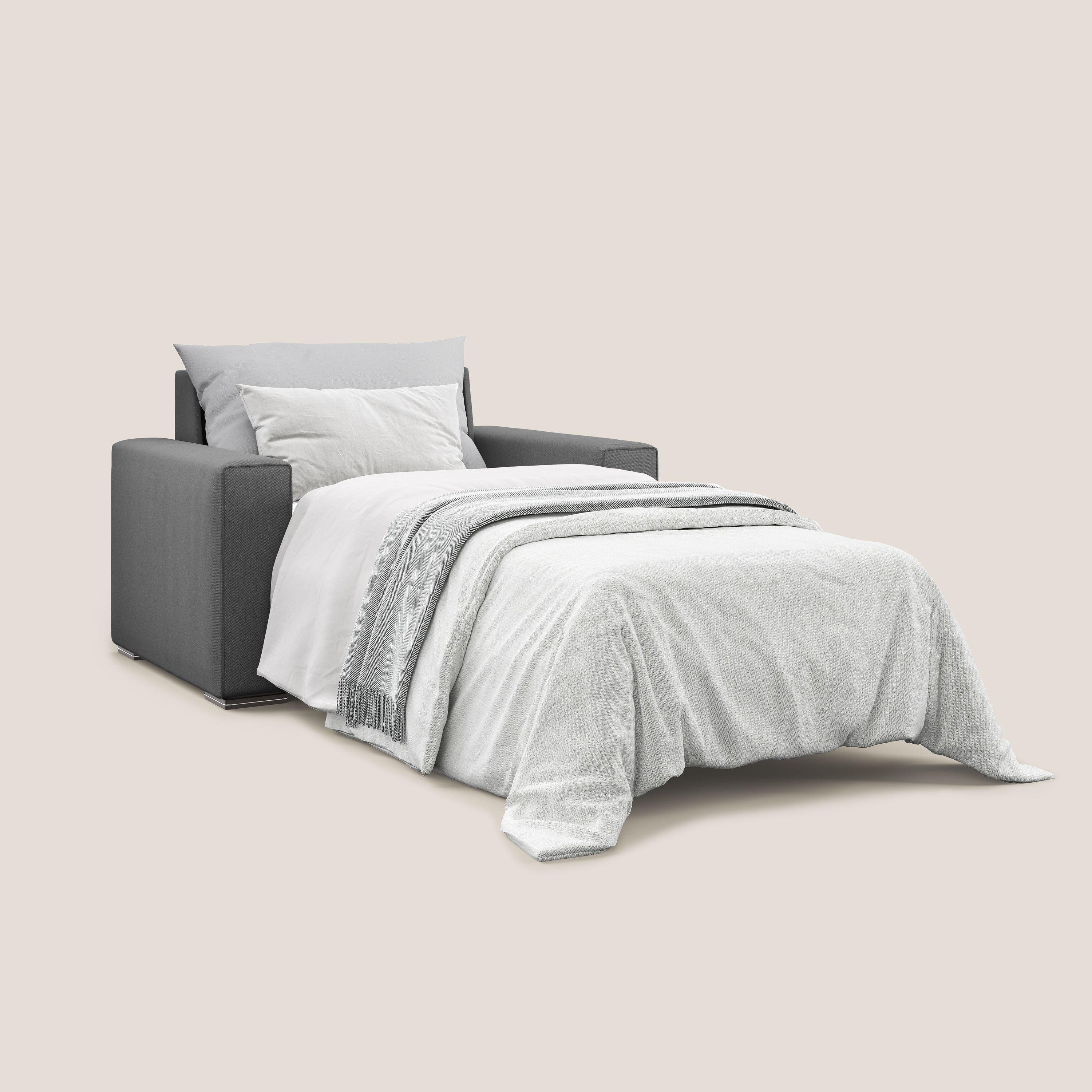 Dream poltrona letto in tessuto smacchiabile T05 antracite - divani.store