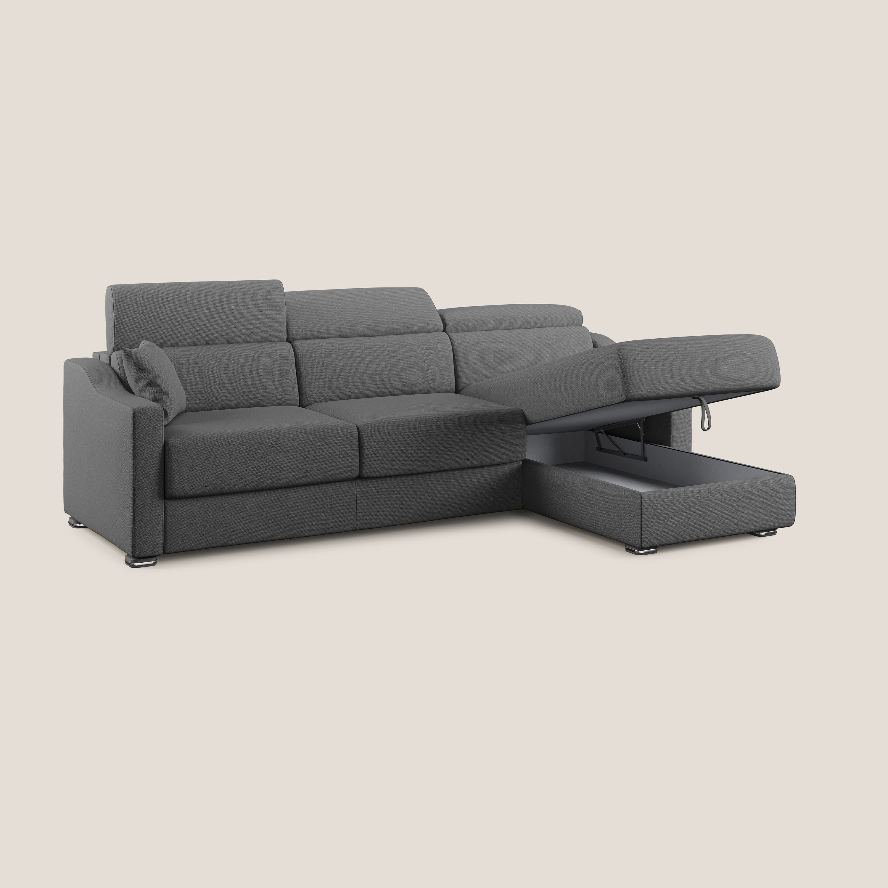Amber divano letto angolare in tessuto smacchiabile T05 antracite - divani.store