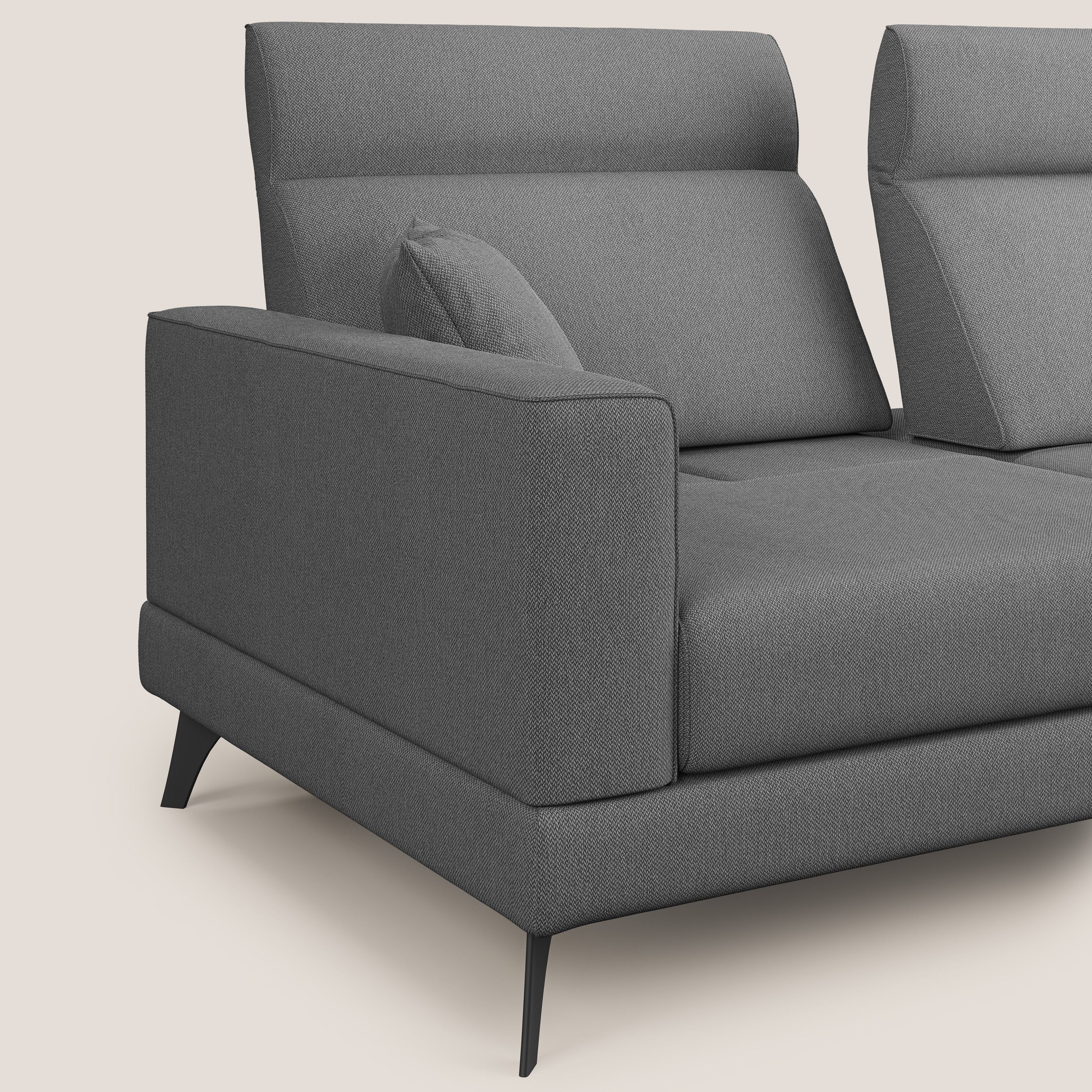Slide Divano con schienali traslanti e poggiatesta in tessuto smacchiabile T05 antracite - divani.store